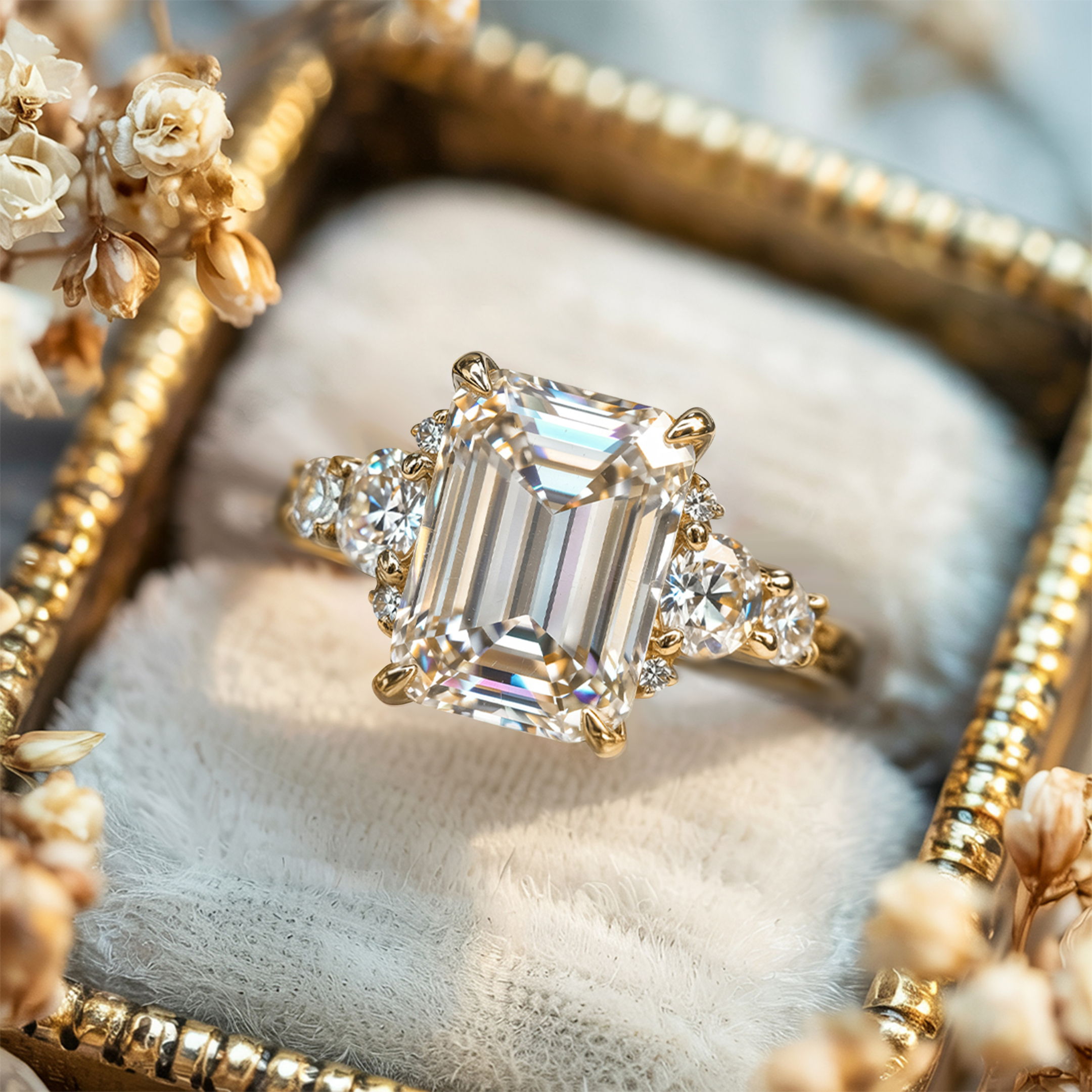 The Bella Jewel 2CT Emerald Cut Moissanite Ring