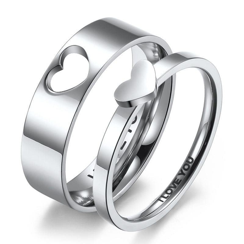 Personalized Matching Heart Layering Couple Ring Set – Awareness
