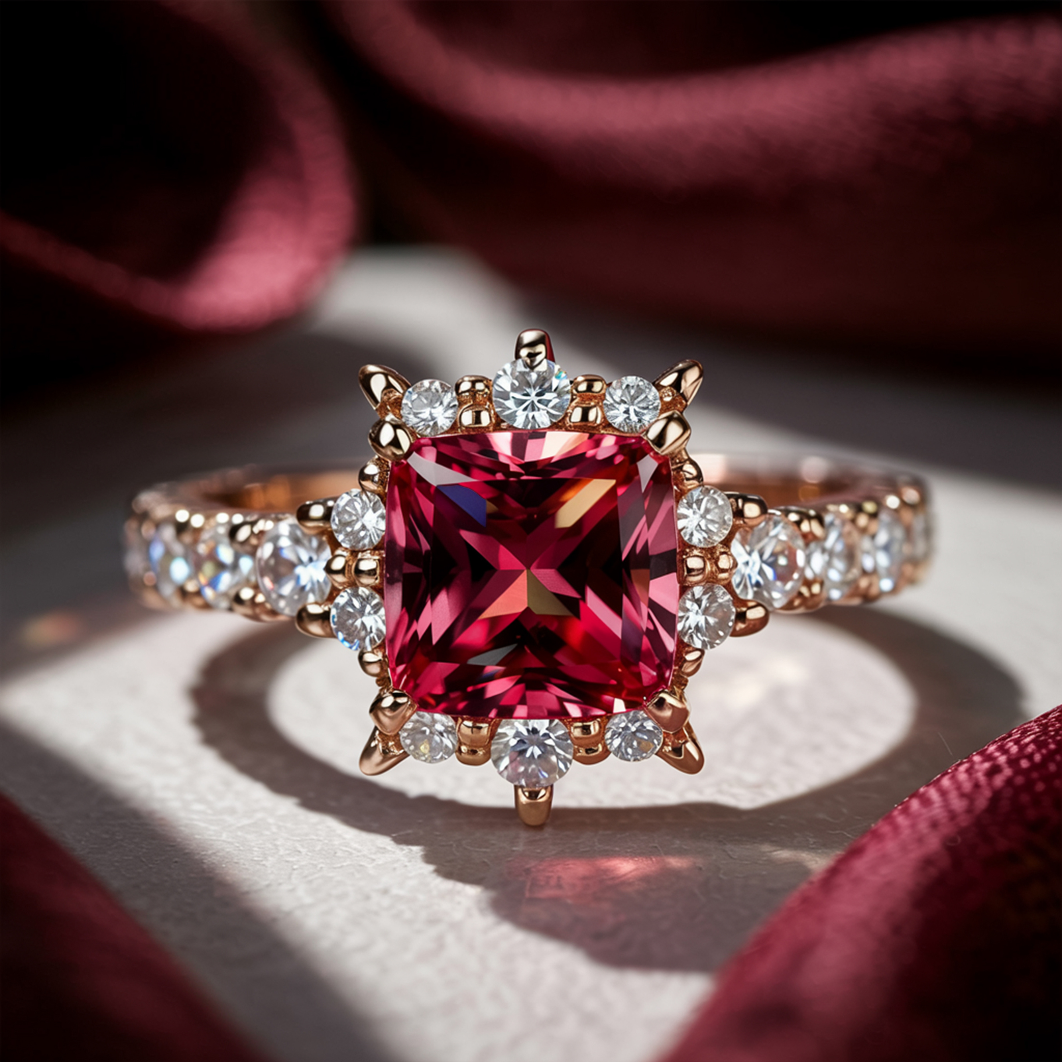 The Caterina 1CT Princess Cut Red Moissanite Ring