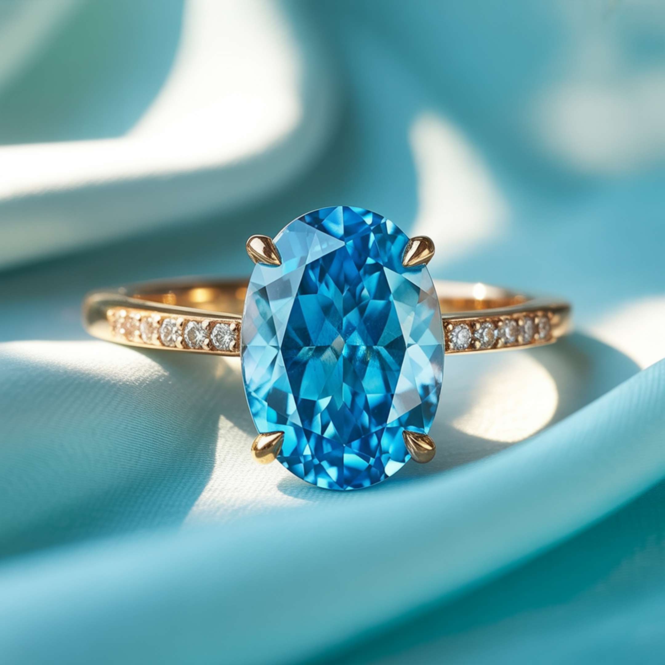 The Opaline - Blue Moissanite Ring
