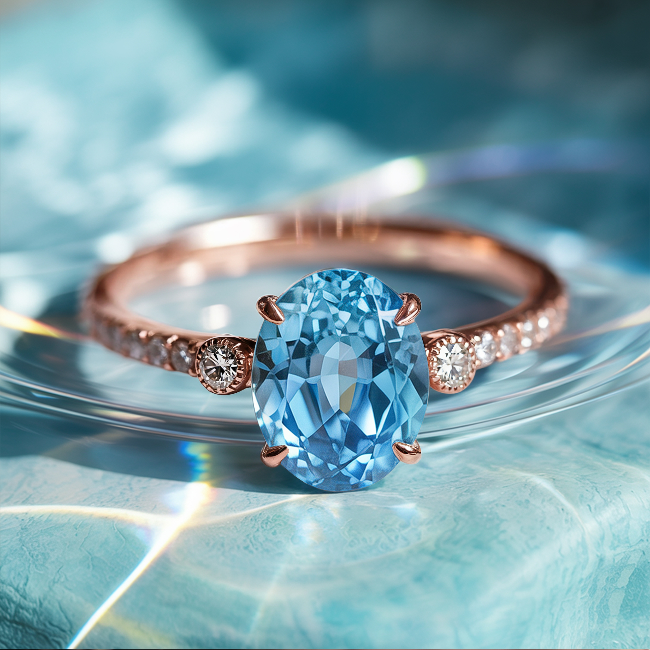 The Luna - Blue Moissanite Ring