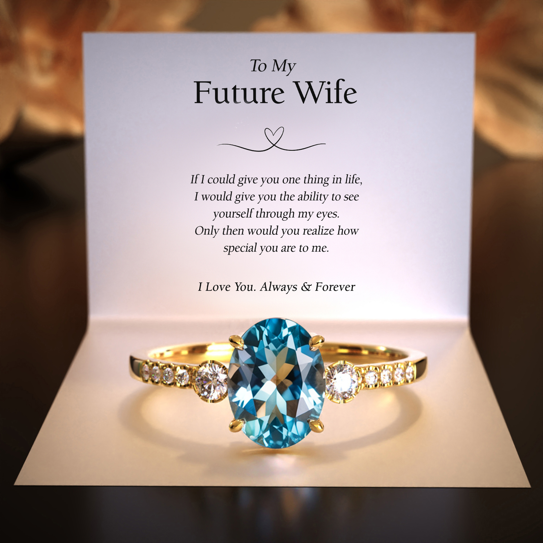The Luna | 2CT Oval Cut Blue Moissanite Ring | To My Future Wife