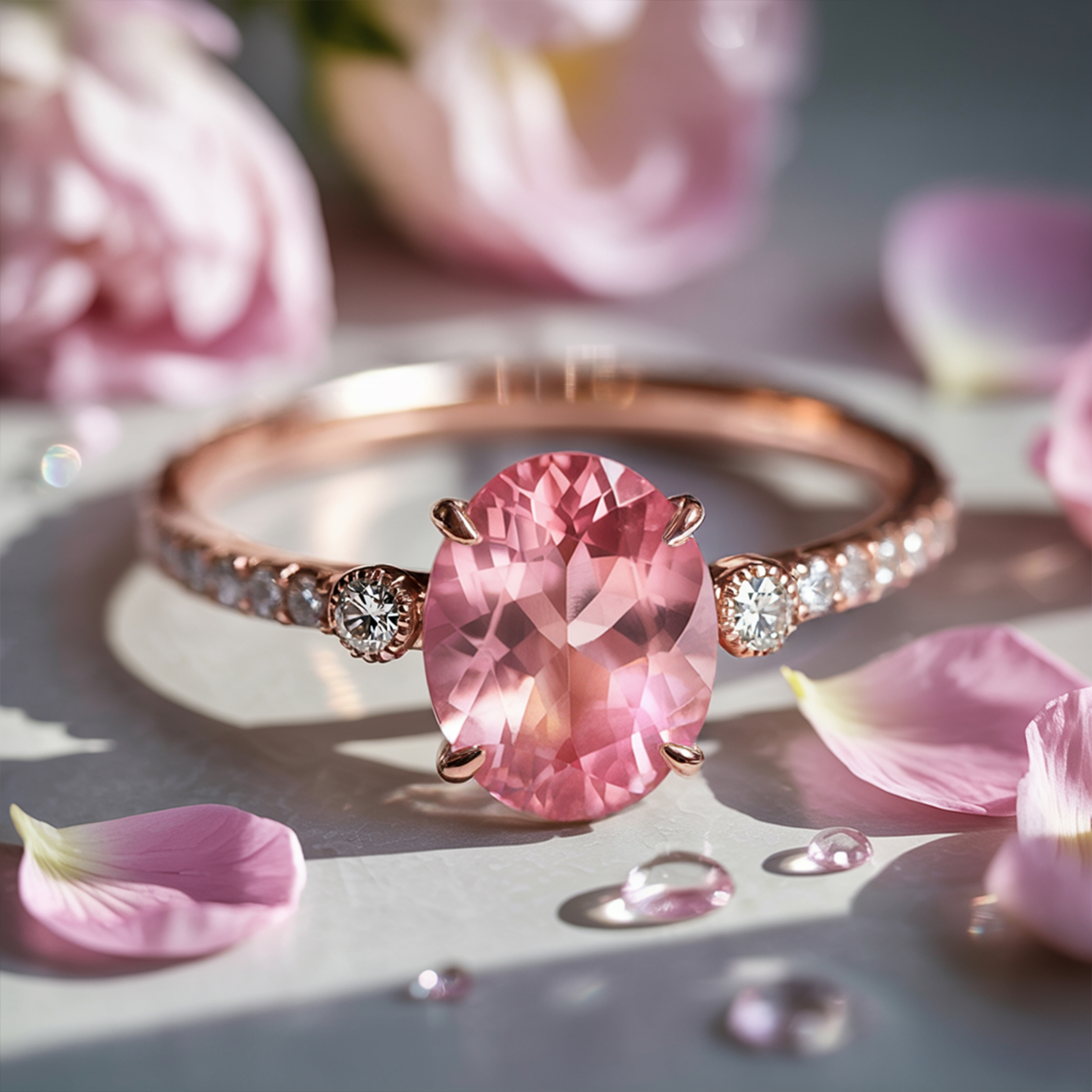 The Luna - Pink Moissanite Ring