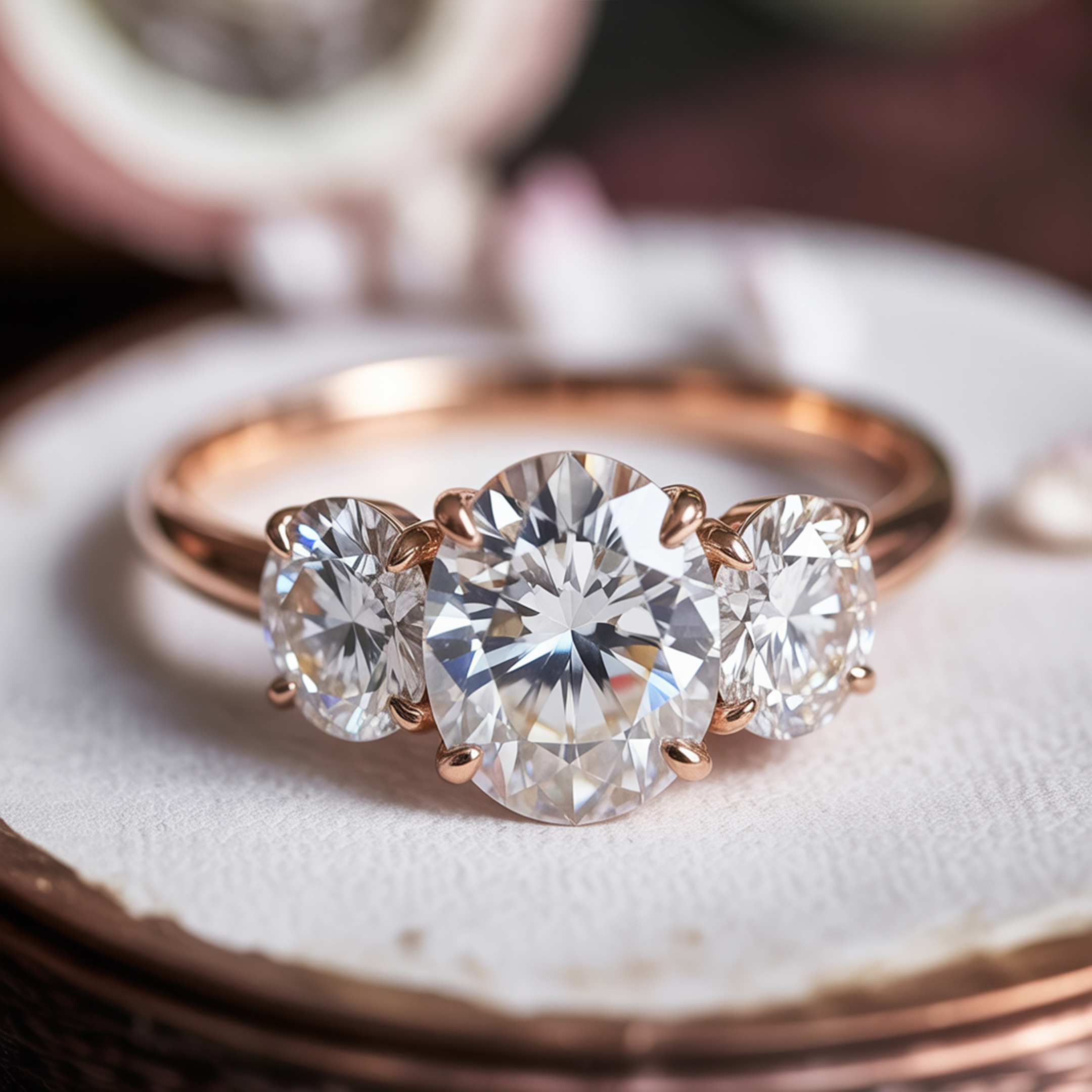 The Luna - Three Stone Moissanite Ring