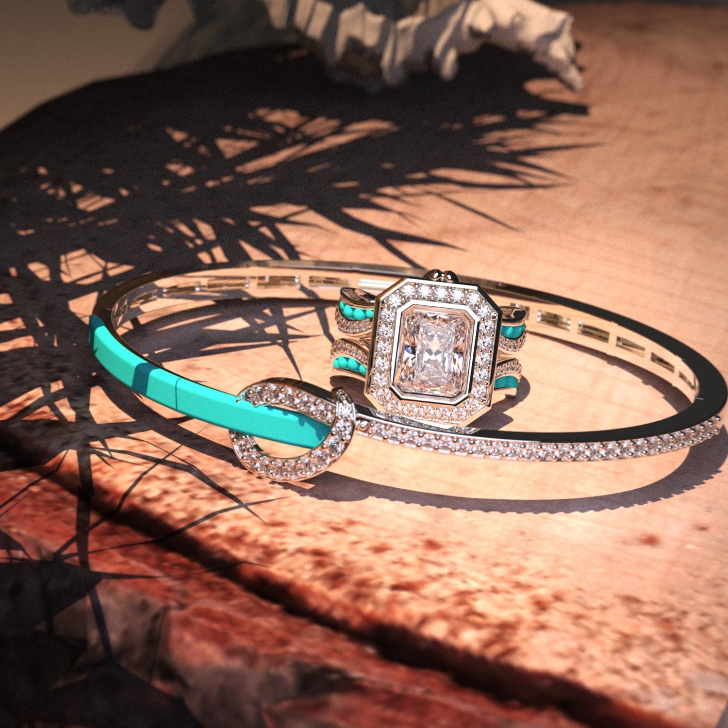 The Ocean's Crown: Diamantring + GRATIS Armband - S925 Sterling Silber