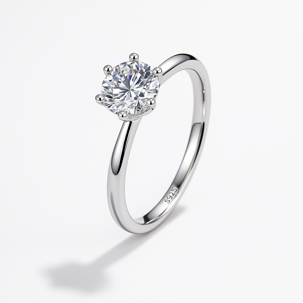 0.3CT Round Brilliant Cut Moissanite Ring