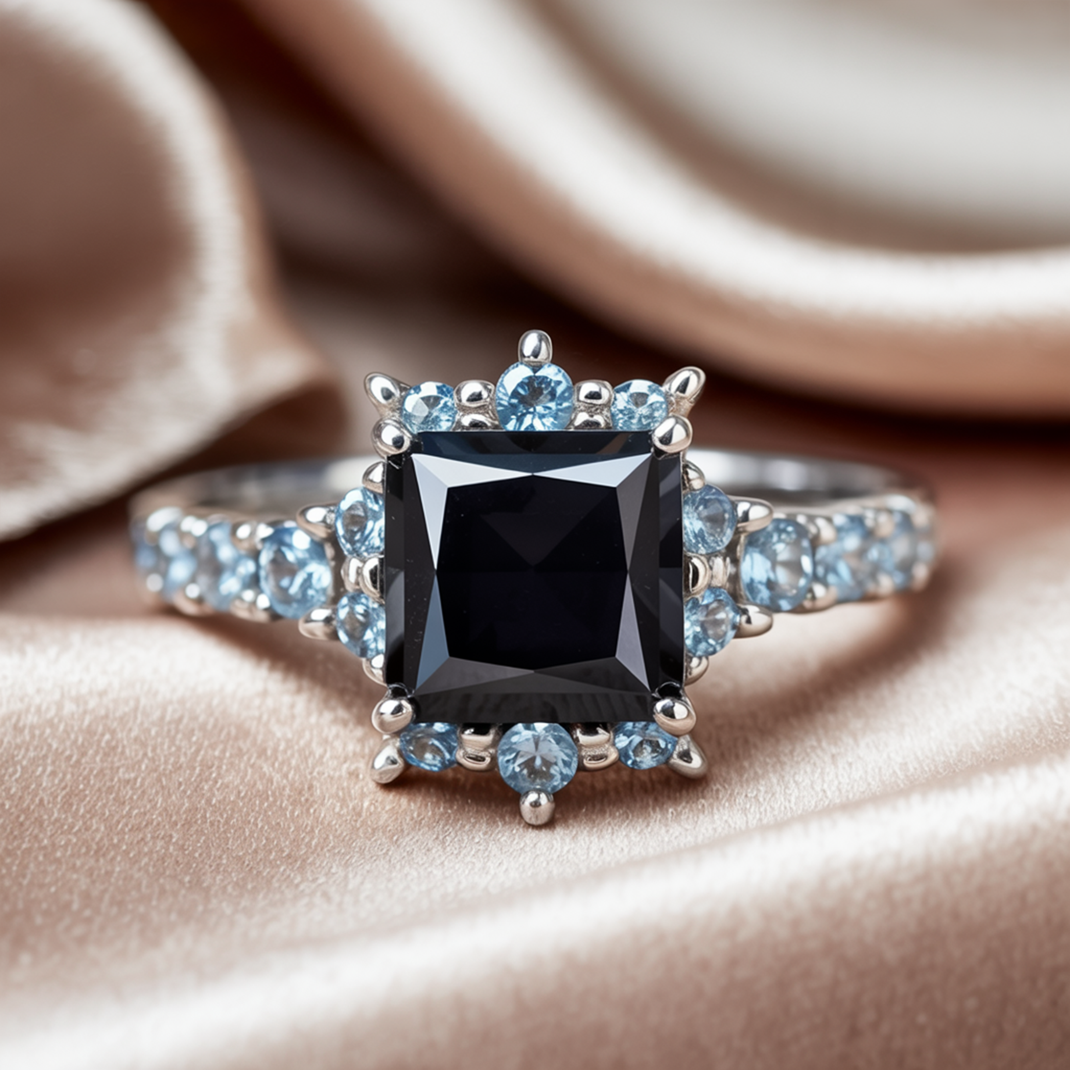 The Caterina 1CT Princess Cut Black Moissanite Ring