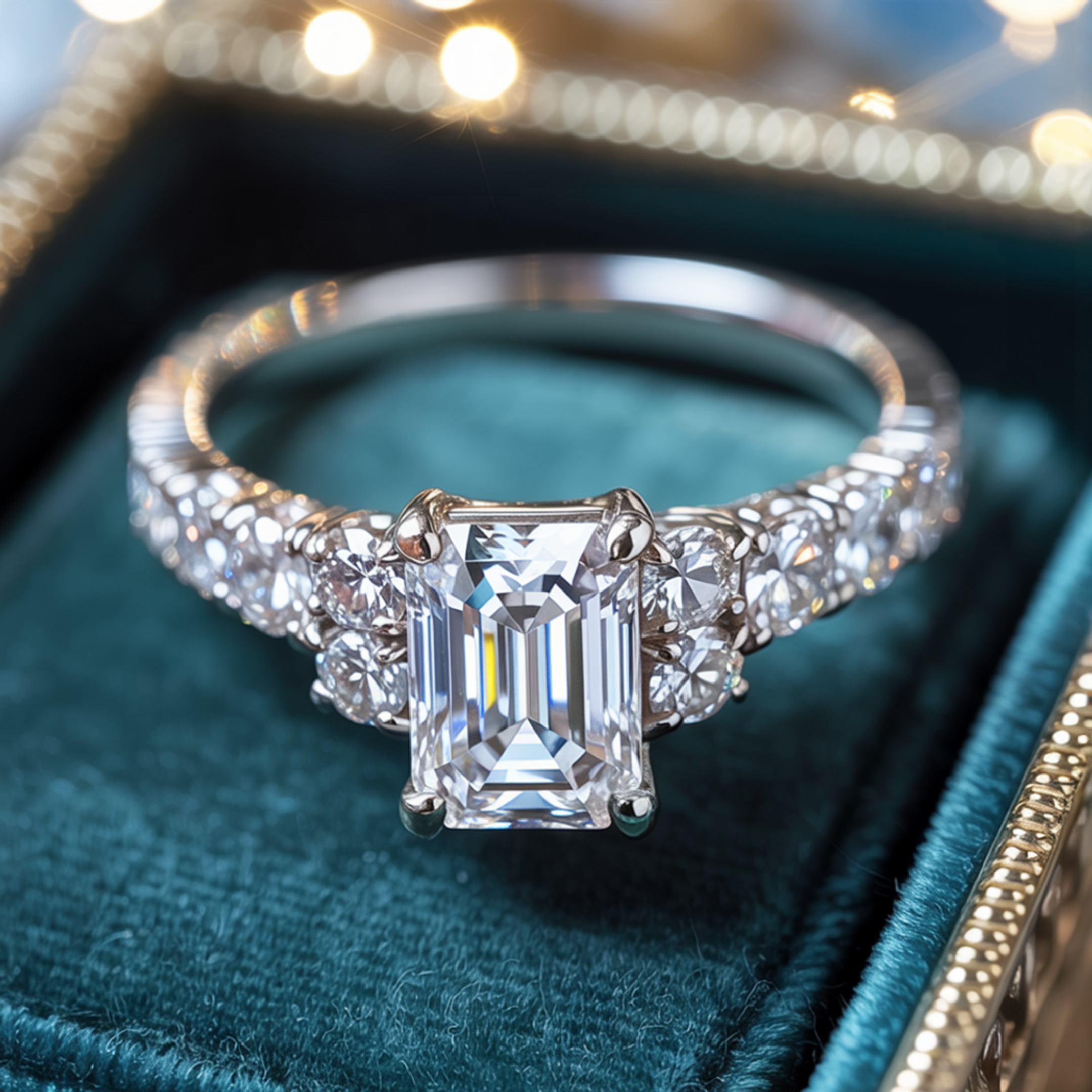 The Adelina Rae 1CT Emerald Cut Moissanite Ring