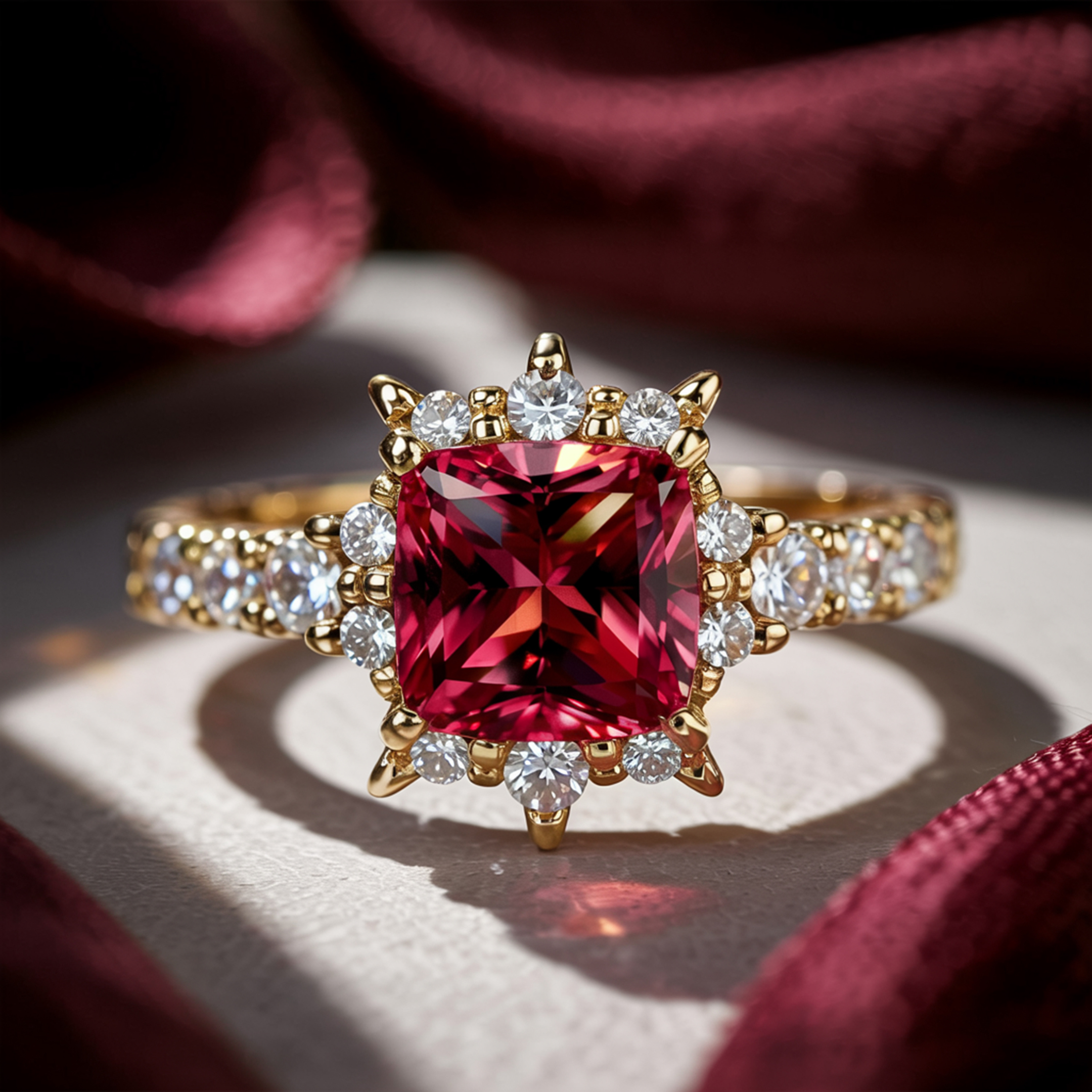 The Caterina 1CT Princess Cut Red Moissanite Ring
