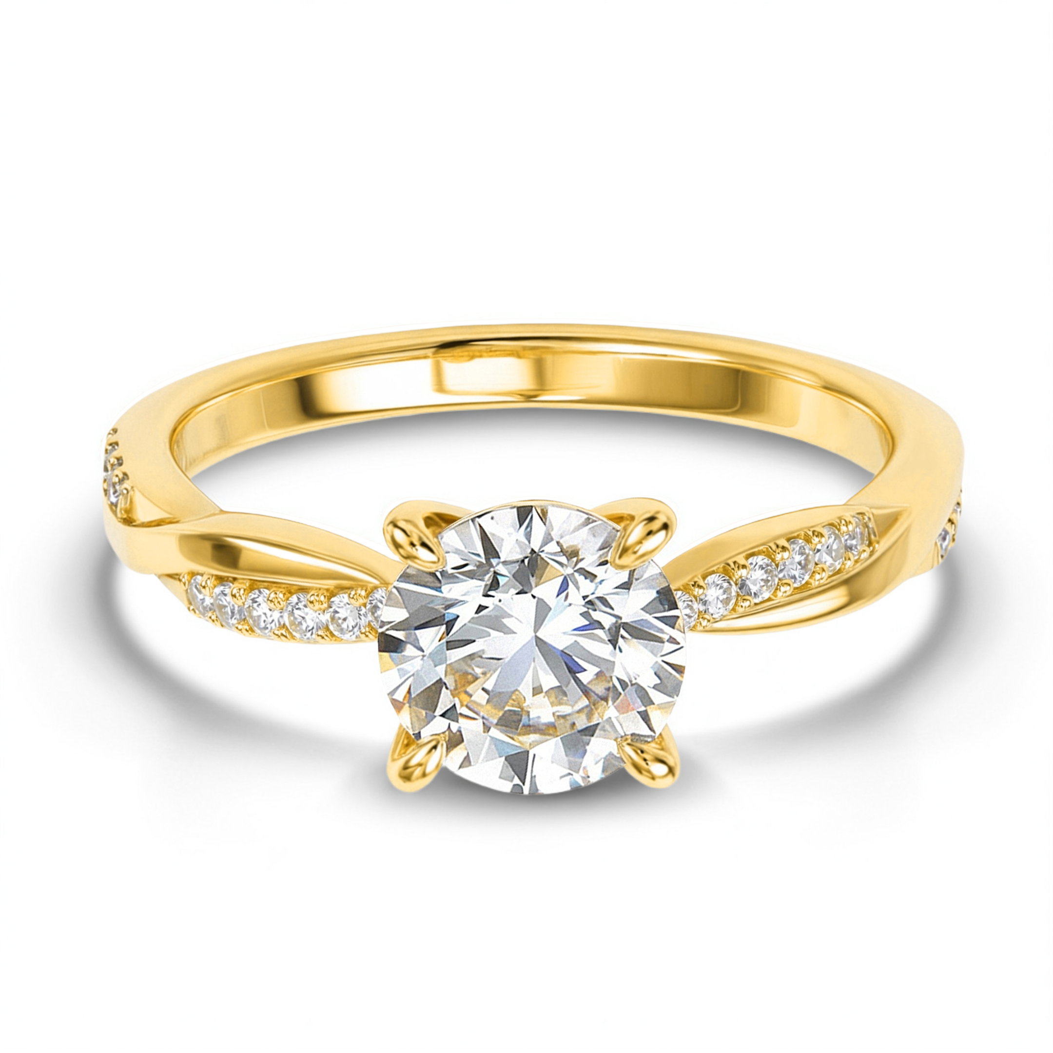 Twisted Band 3CT Round Cut Moissanite Ring