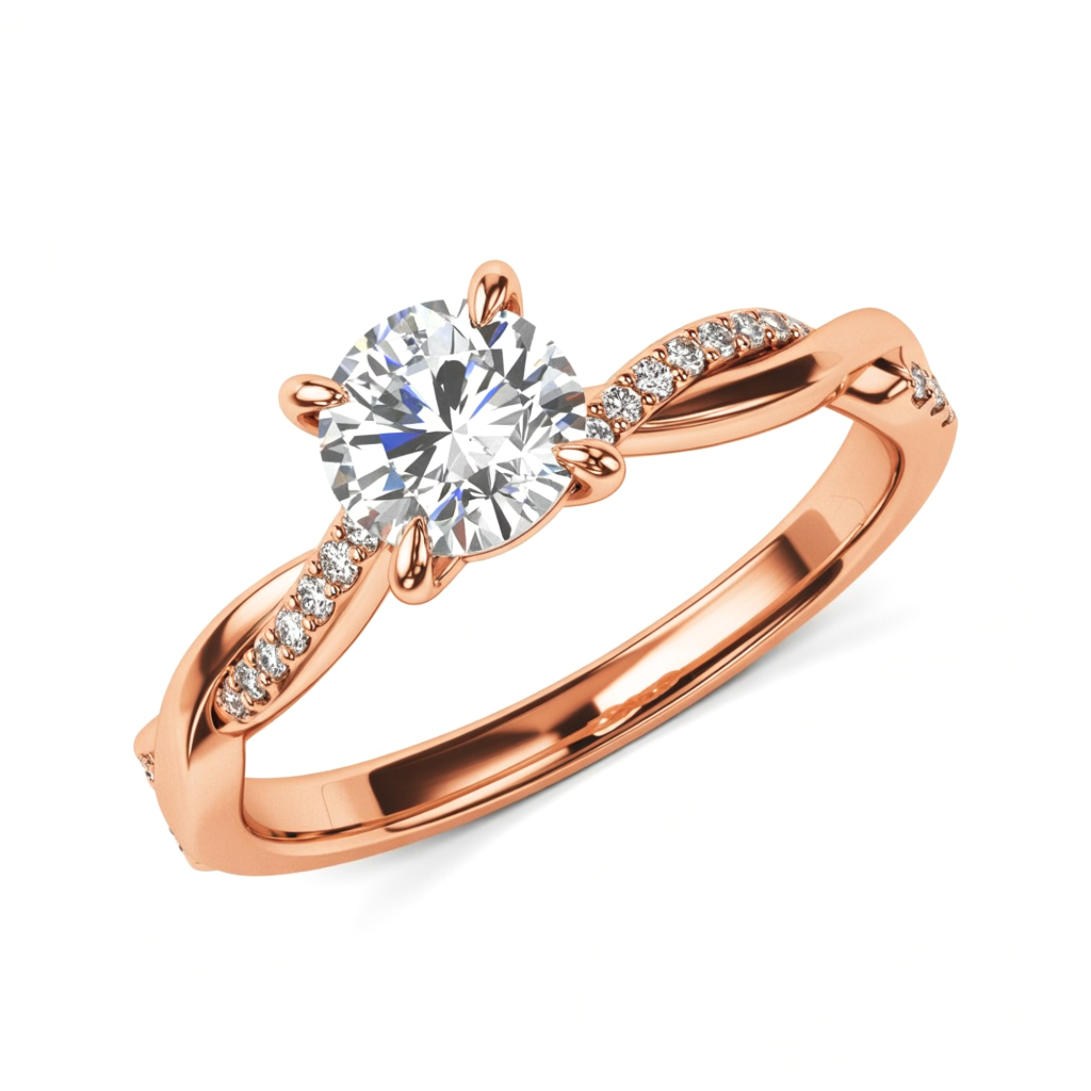 Twisted Band 1CT Round Cut Moissanite Ring