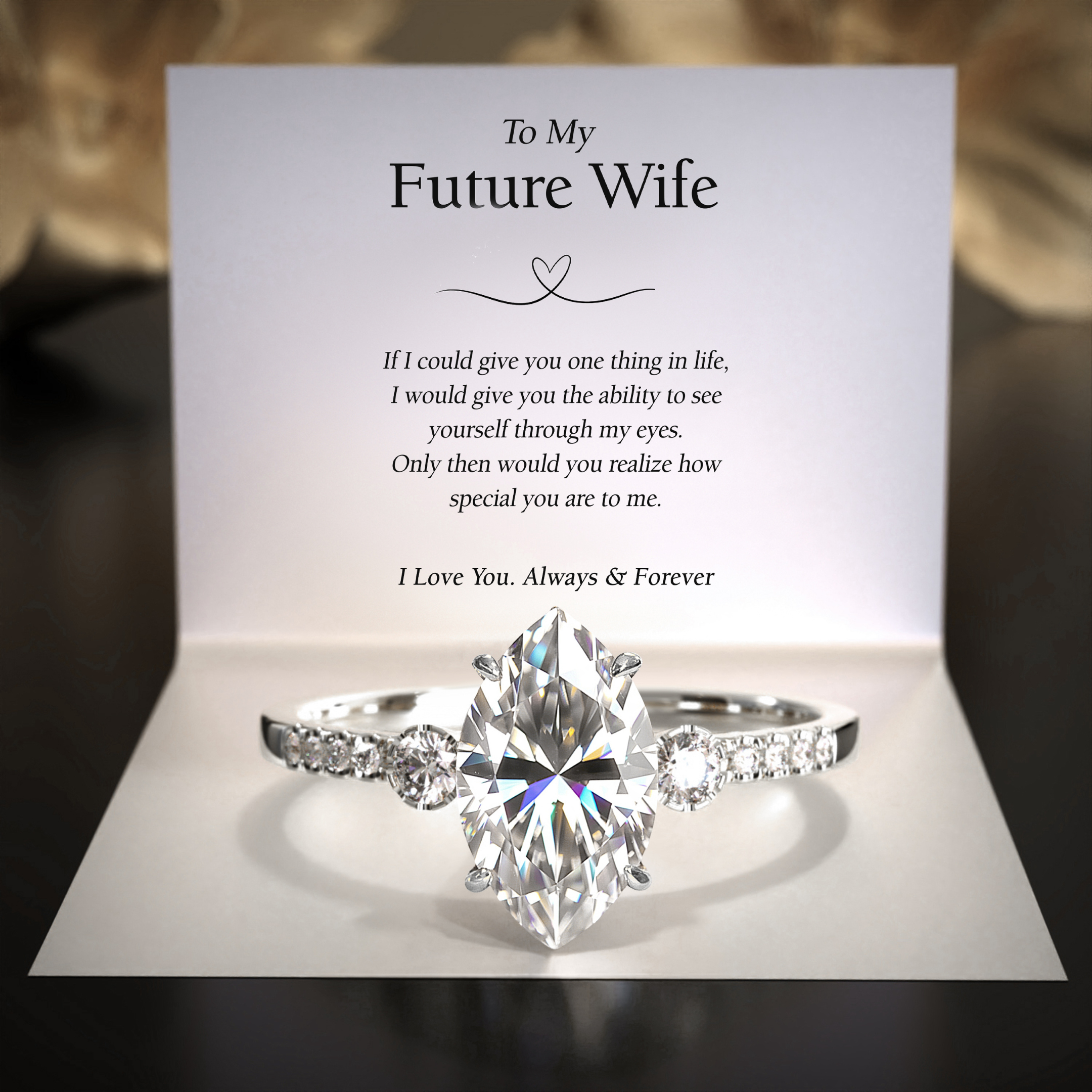 The Luna | To My Future Wife — Marquise Cut Moissanite Ring