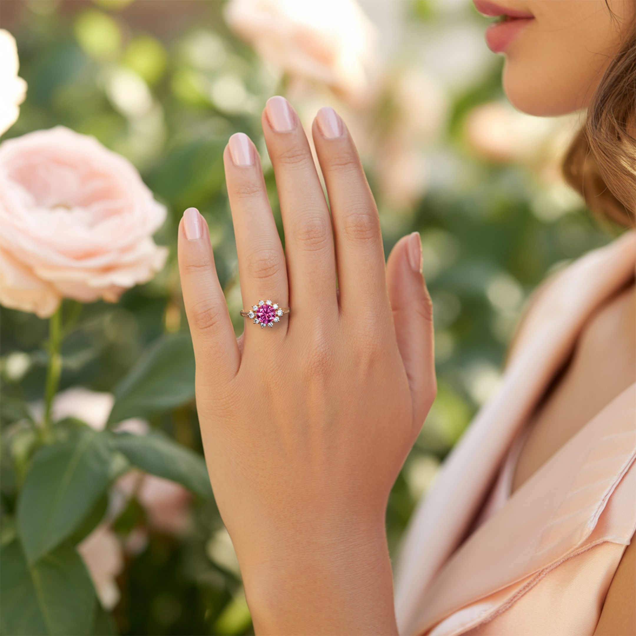Der Bethany - Rosa Moissanitring