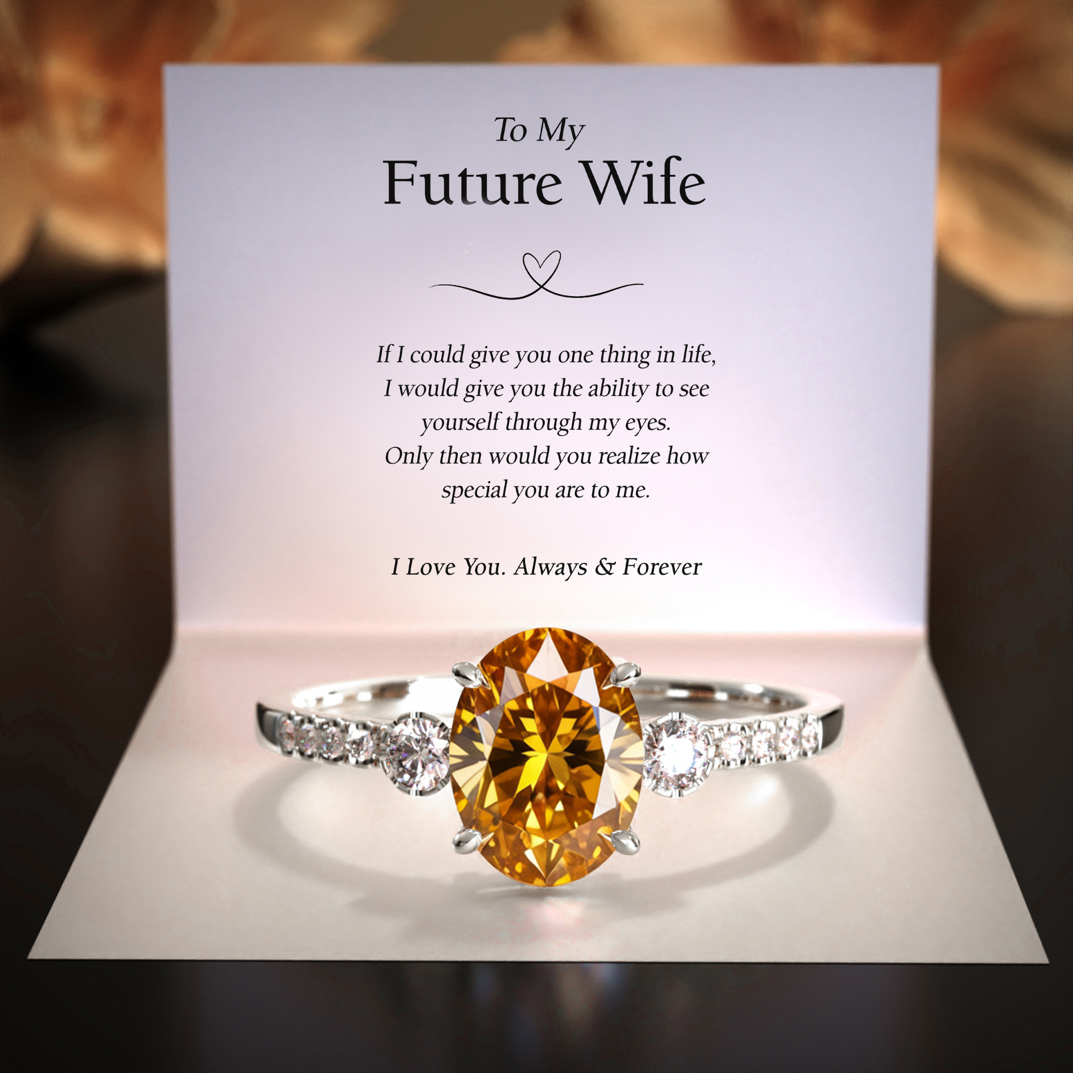 The Luna | To My Future Wife | 2CT Oval Cut Yellow Moissanite Ring