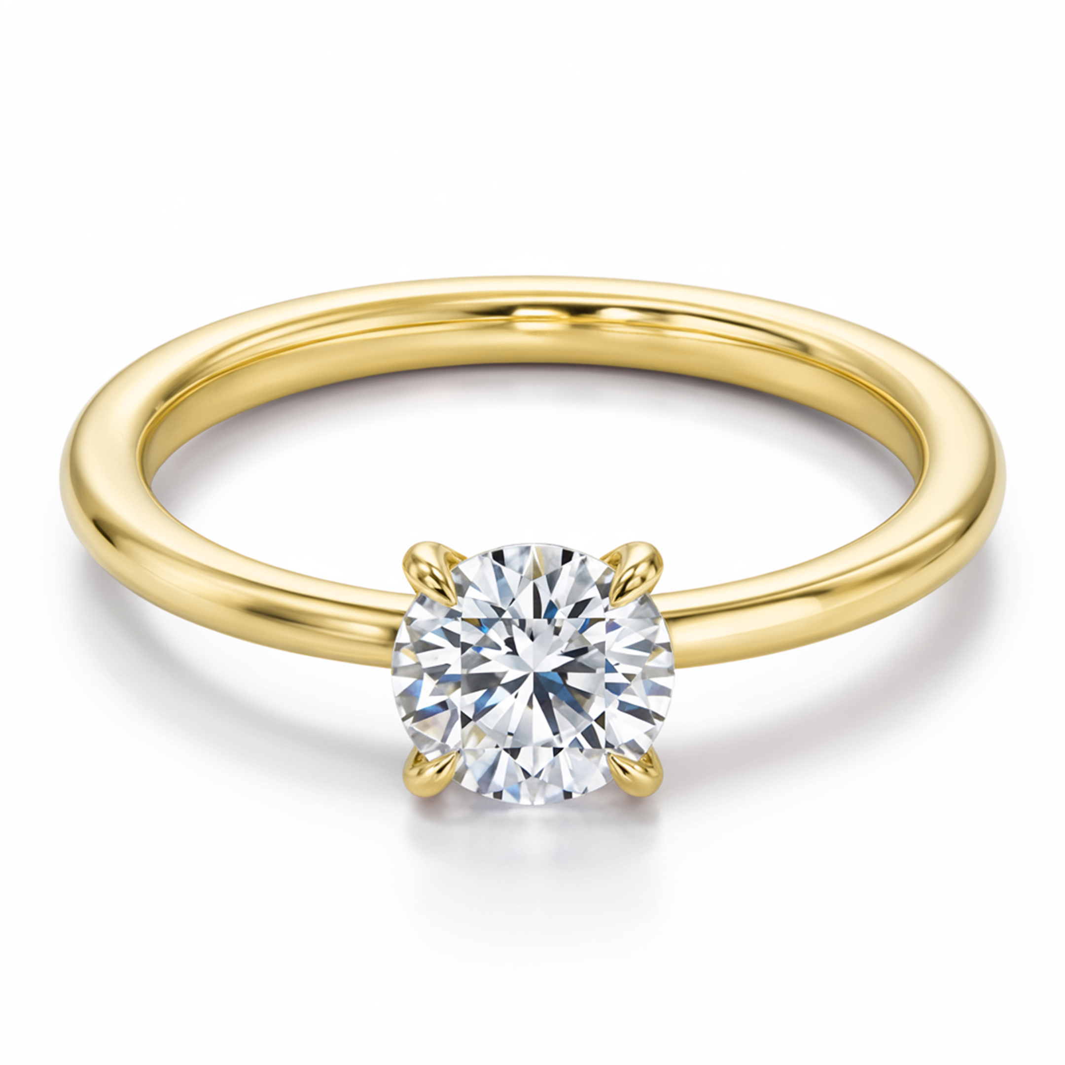 1CT Round Cut Solitaire Moissanite Ring