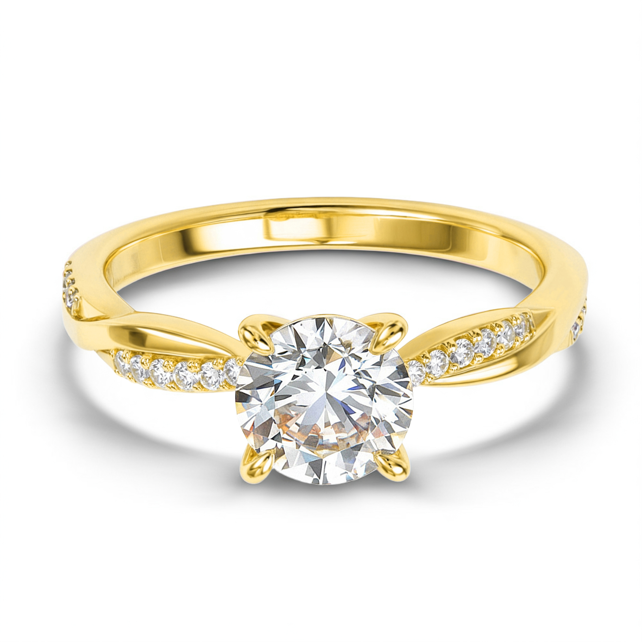 Twisted Band 2CT Round Cut Moissanite Ring
