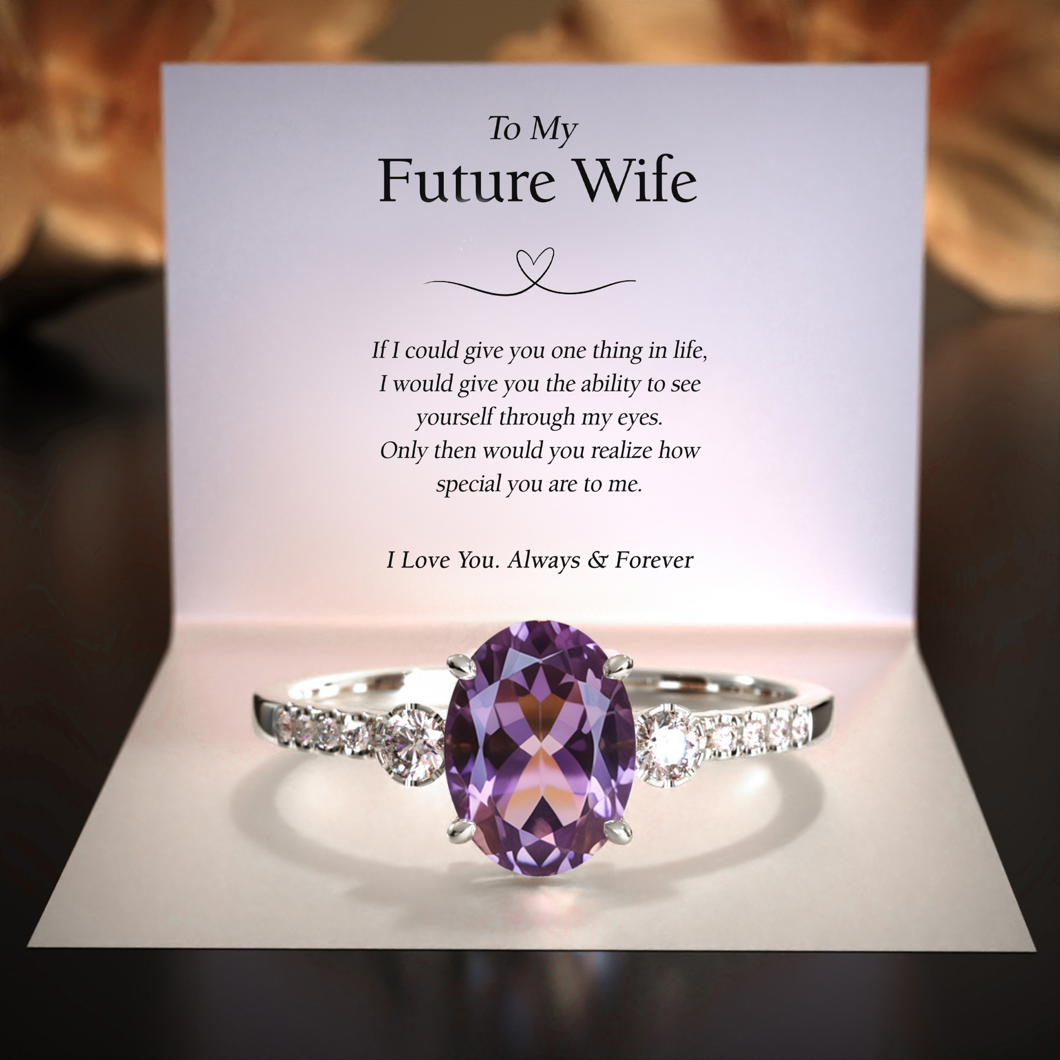 The Luna | To My Future Wife 2CT Oval Cut Purple Moissanite Ring