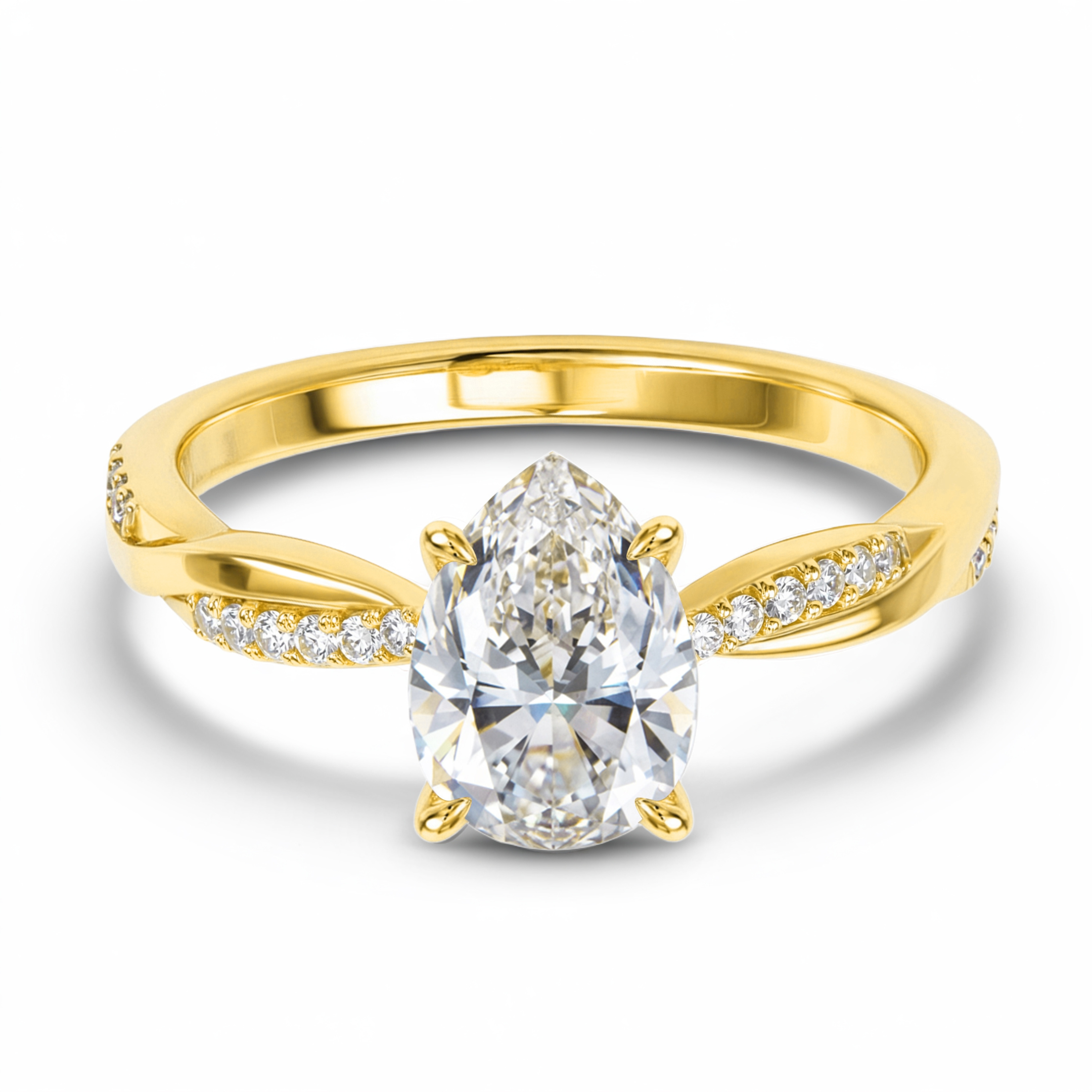 Twisted Band 1CT Pear Cut Moissanite Ring