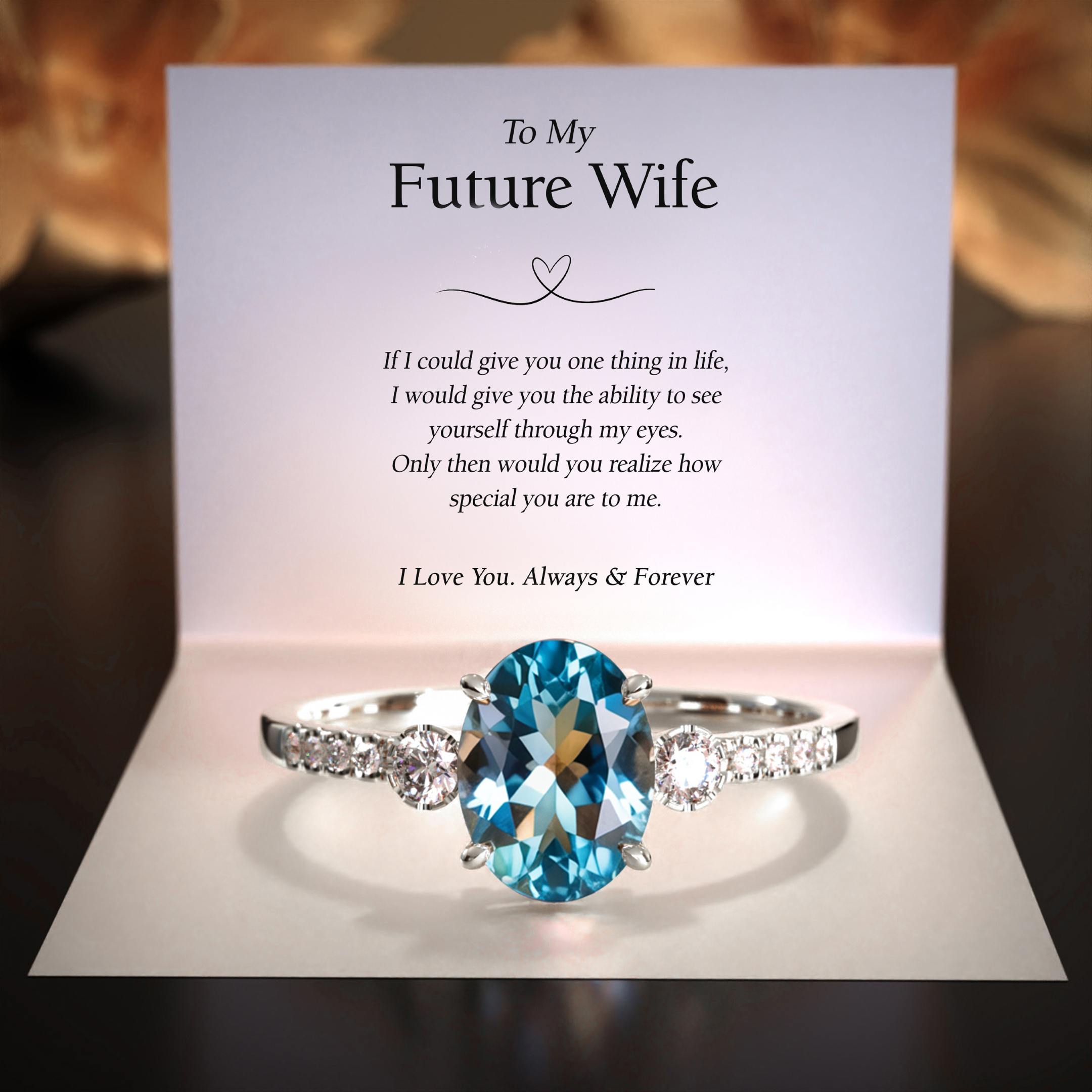The Luna | 2CT Oval Cut Blue Moissanite Ring | To My Future Wife