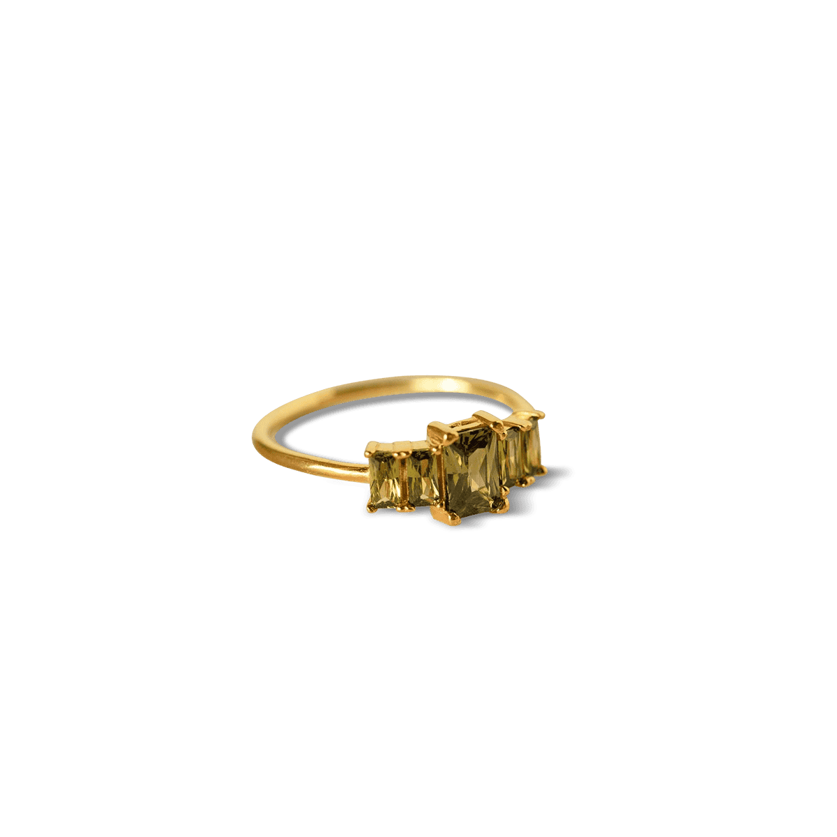 Anillo personalizado con piedra de nacimiento tallada en esmeralda - Acero inoxidable