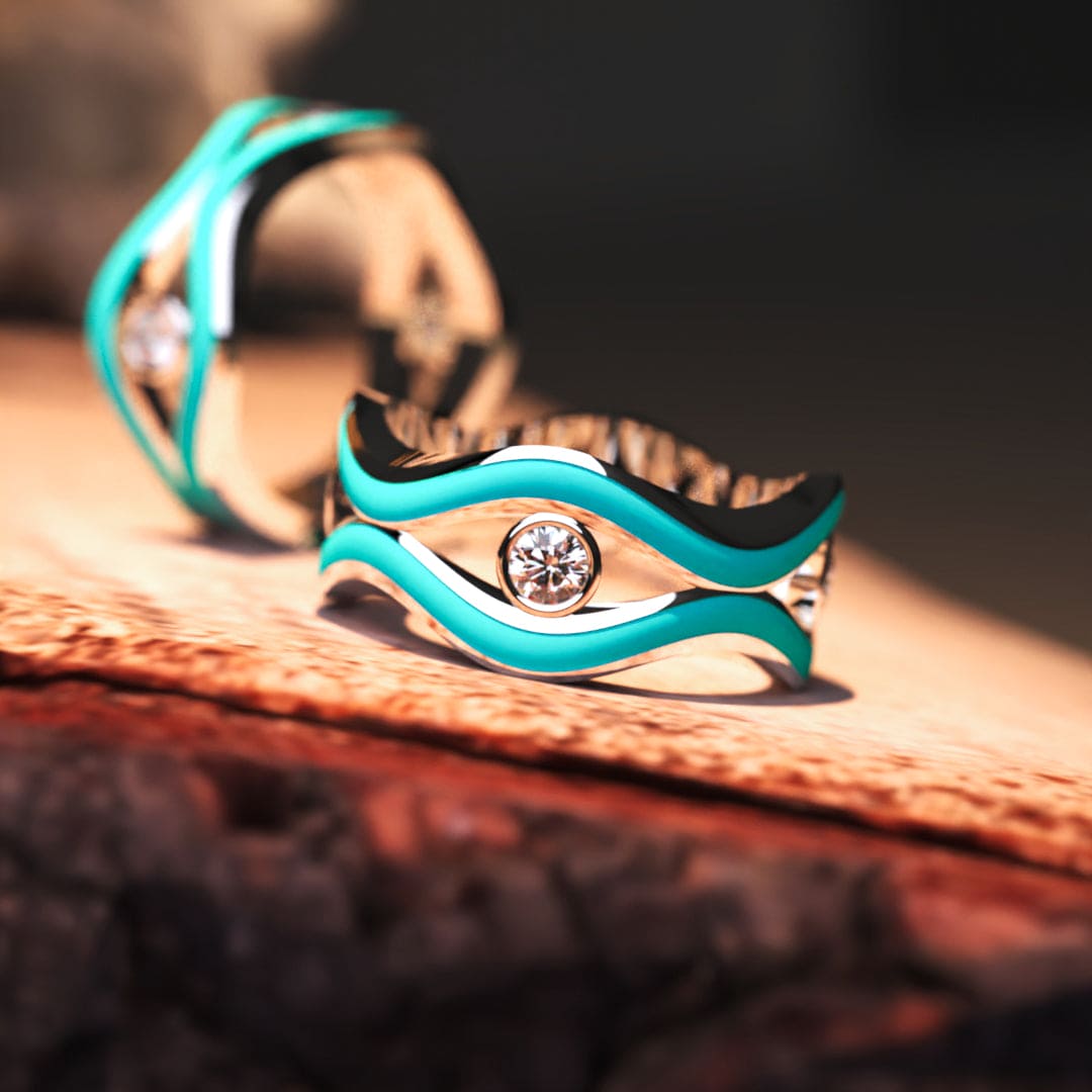 Ojo de delfín: anillo de diamantes éticos - Plata de ley S925