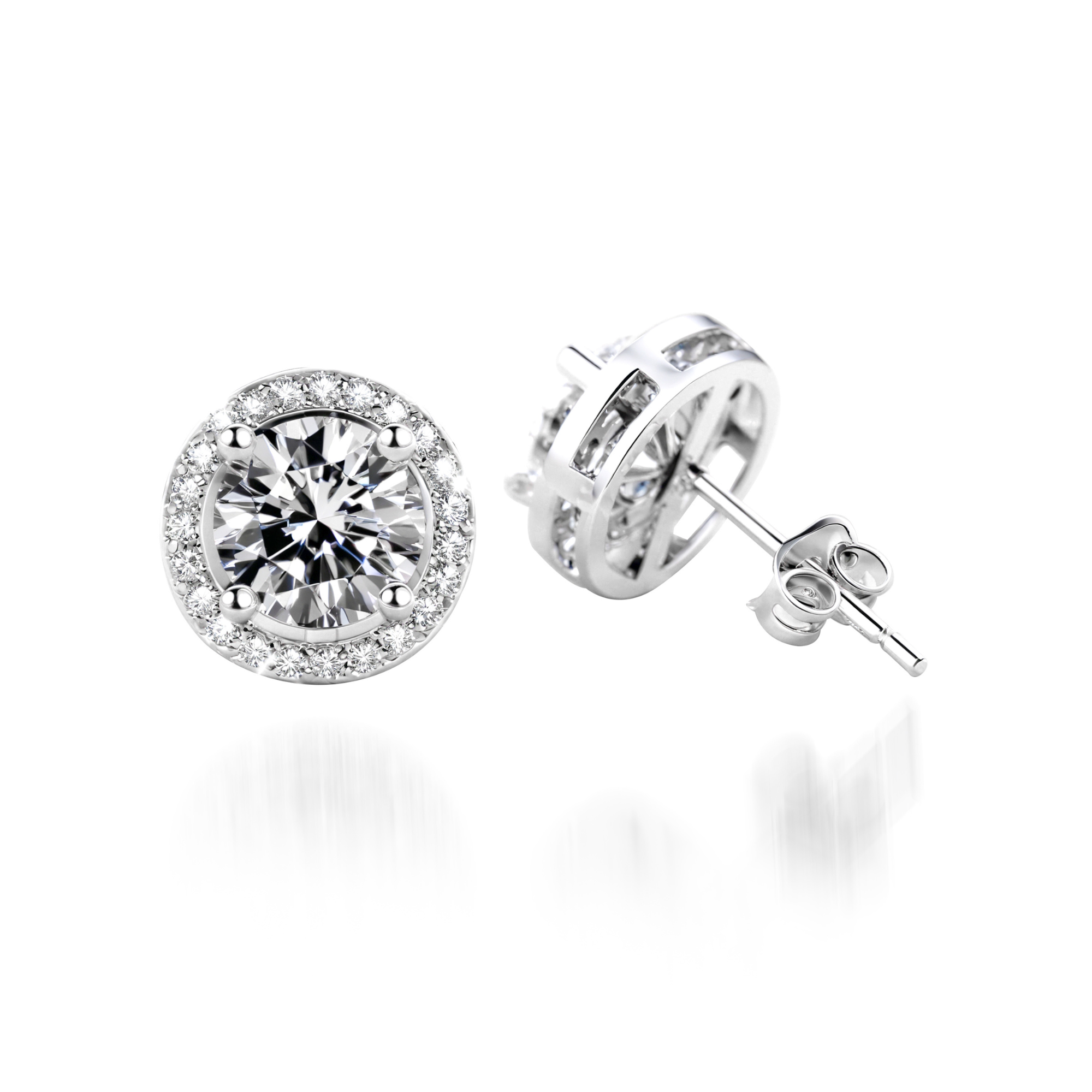 Boucles d'oreilles halo en moissanite éclatante
