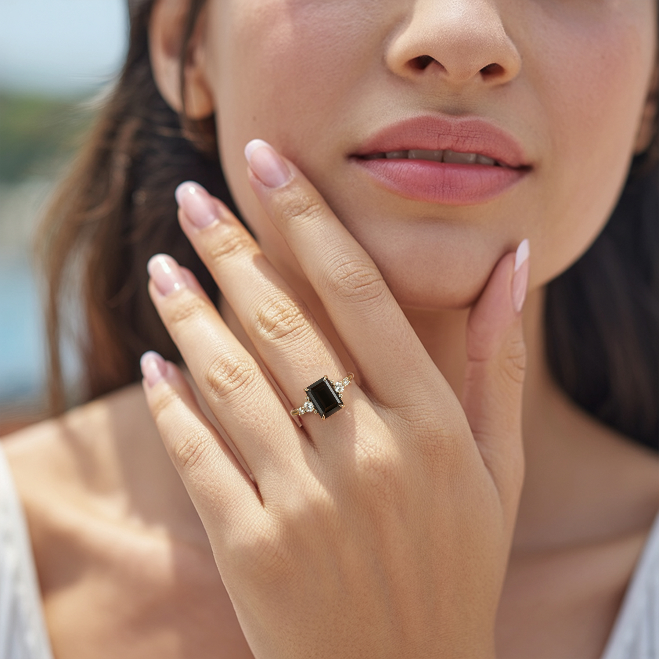 The Bella Jewel 3CT Emerald Cut Black Moissanite Ring