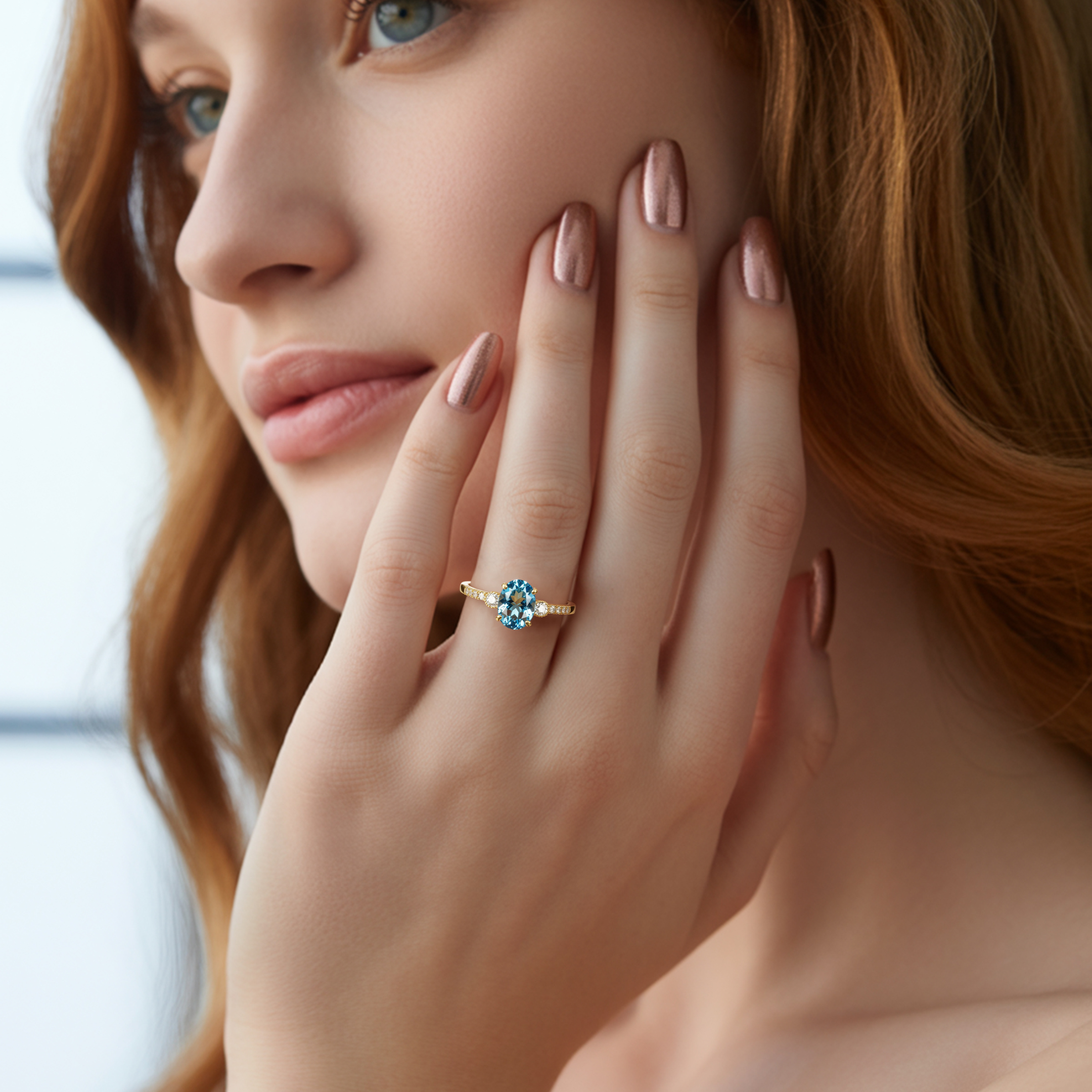 The Luna | 2CT Oval Cut Blue Moissanite Ring | To My Future Wife