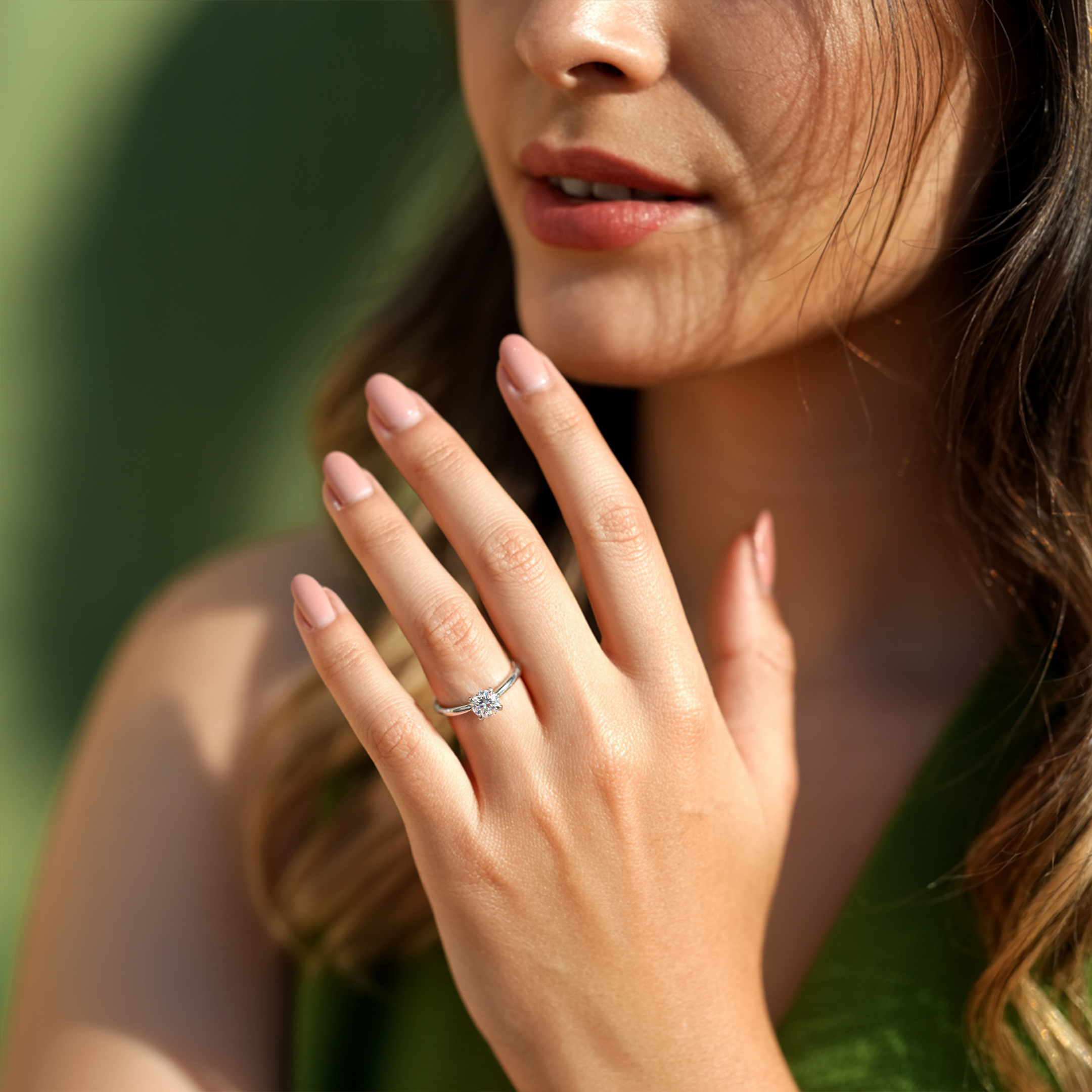 1CT Round Cut Solitaire Moissanite Ring