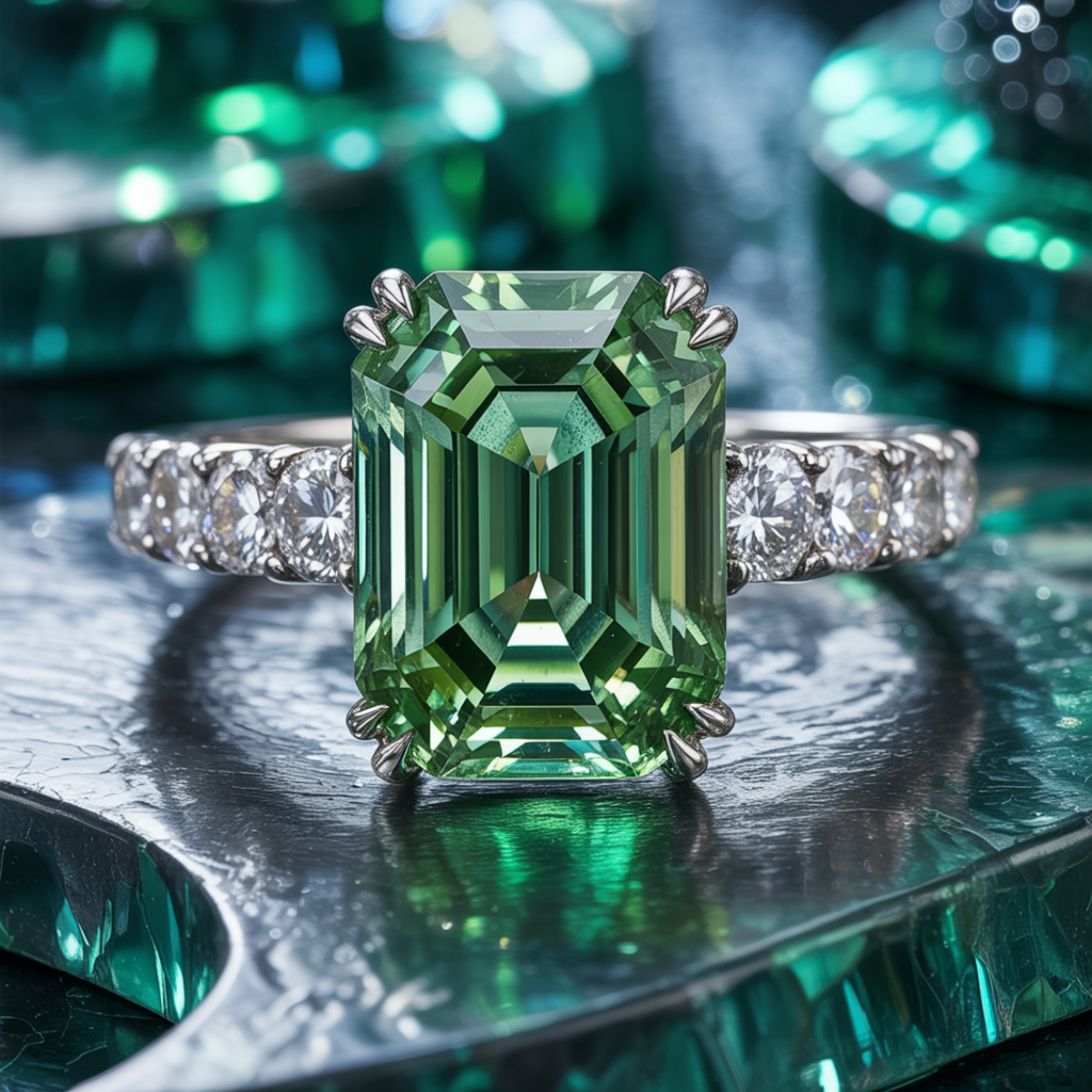 La Camilla - Bague Moissanite Verte