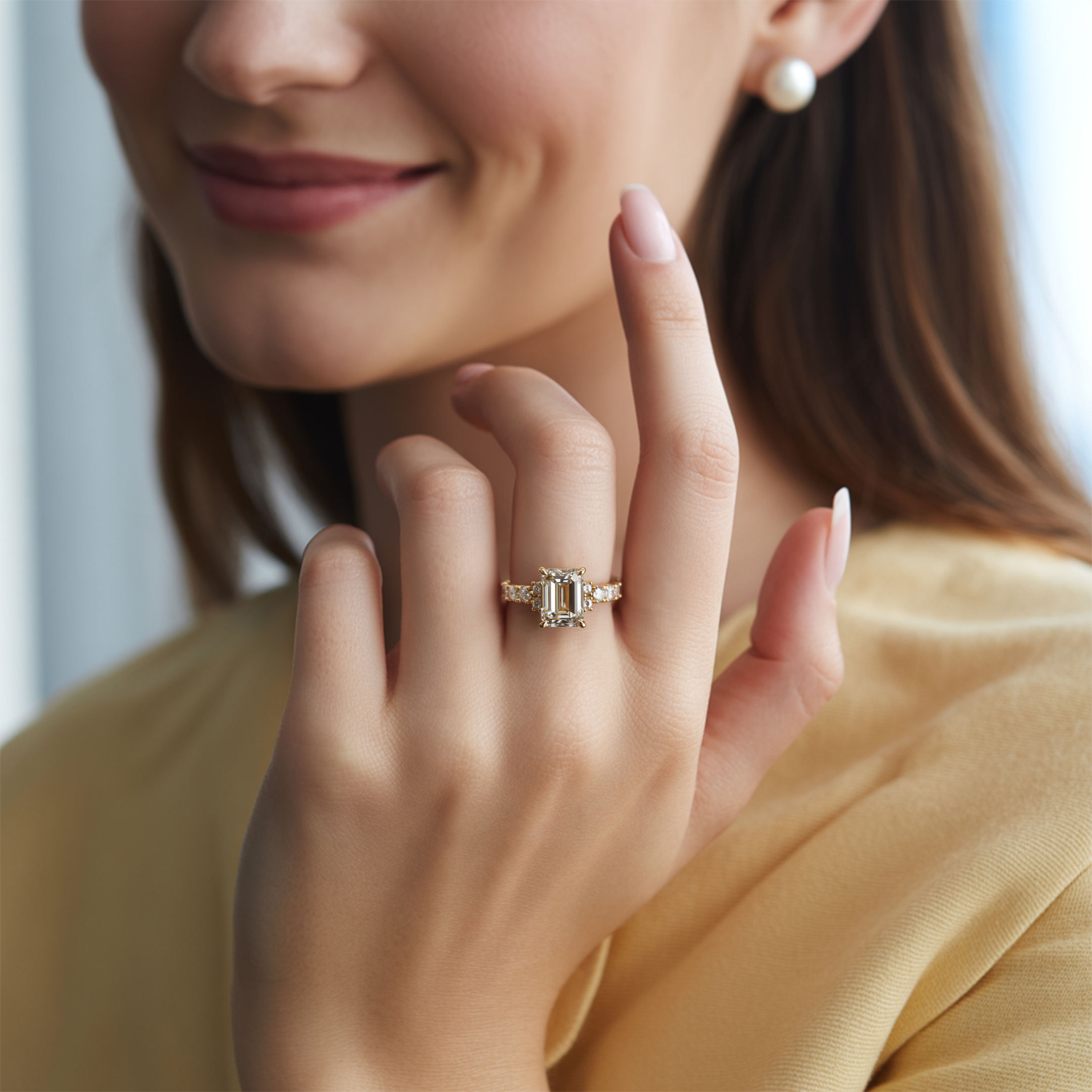 The Adelina Rae 3CT Emerald Cut Moissanite Ring
