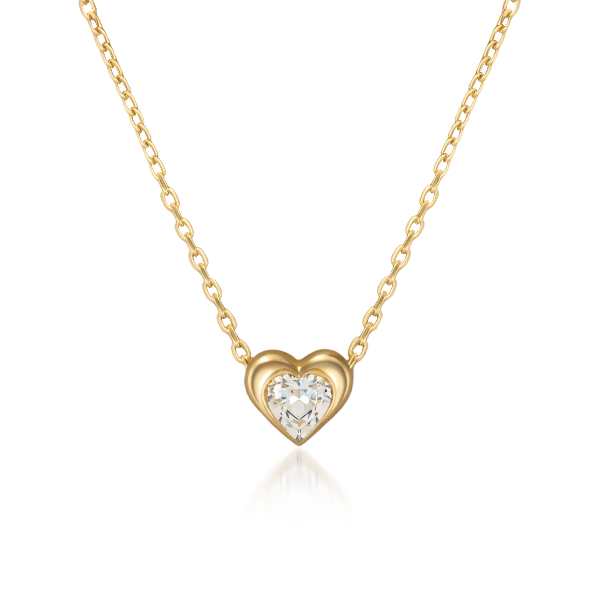 Collar de plata con diamantes tallados en forma de corazón