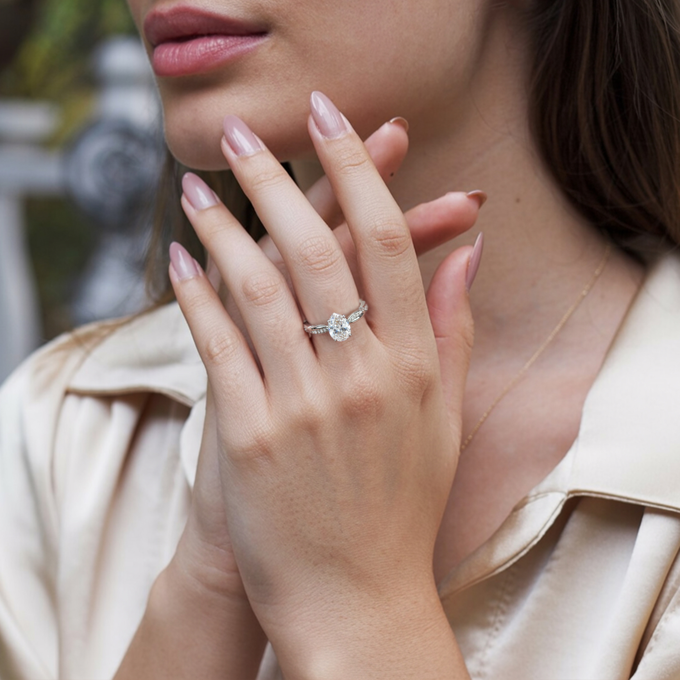 Twisted Band 1CT Pear Cut Moissanite Ring
