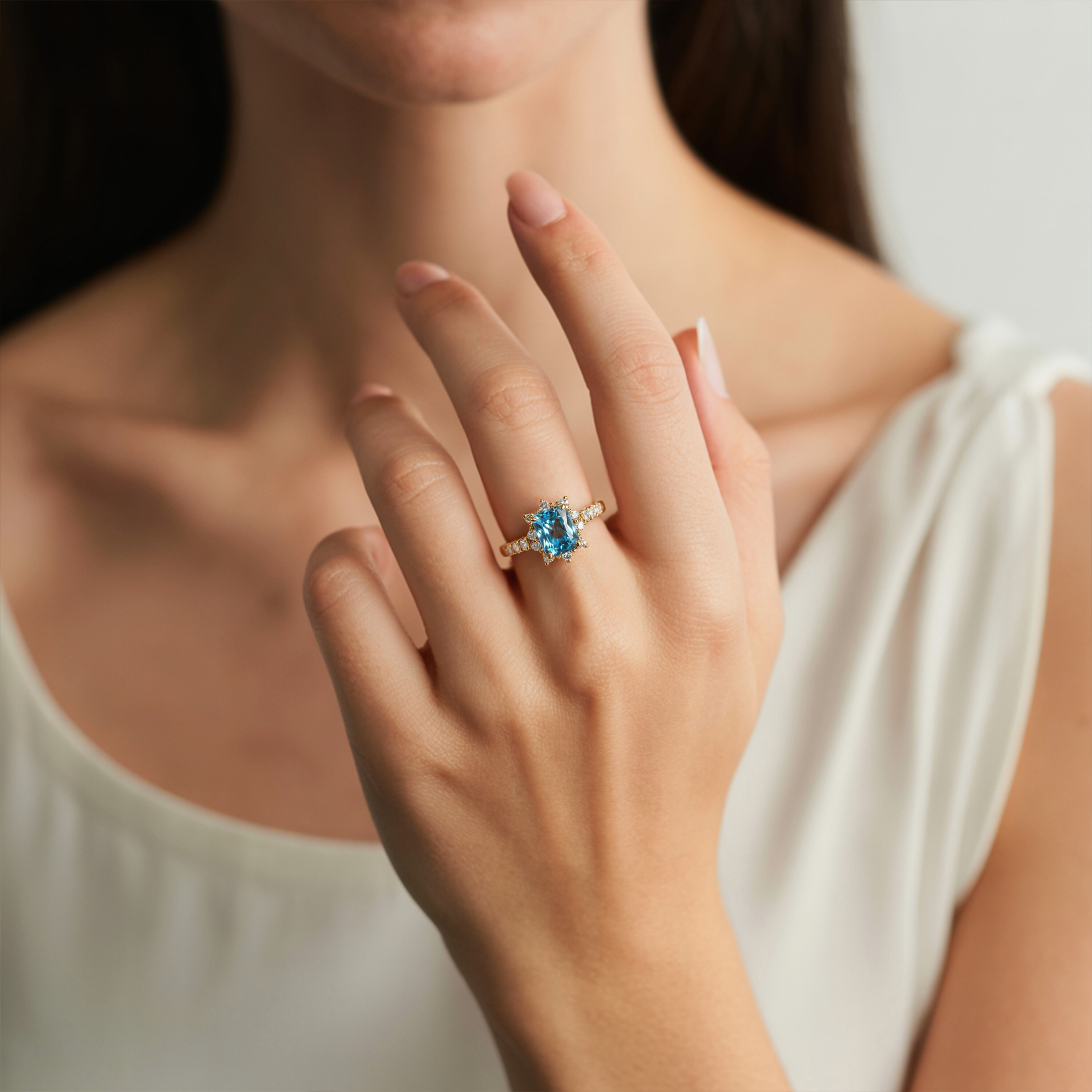 The Caterina Radiant Cut Moissanite Ring