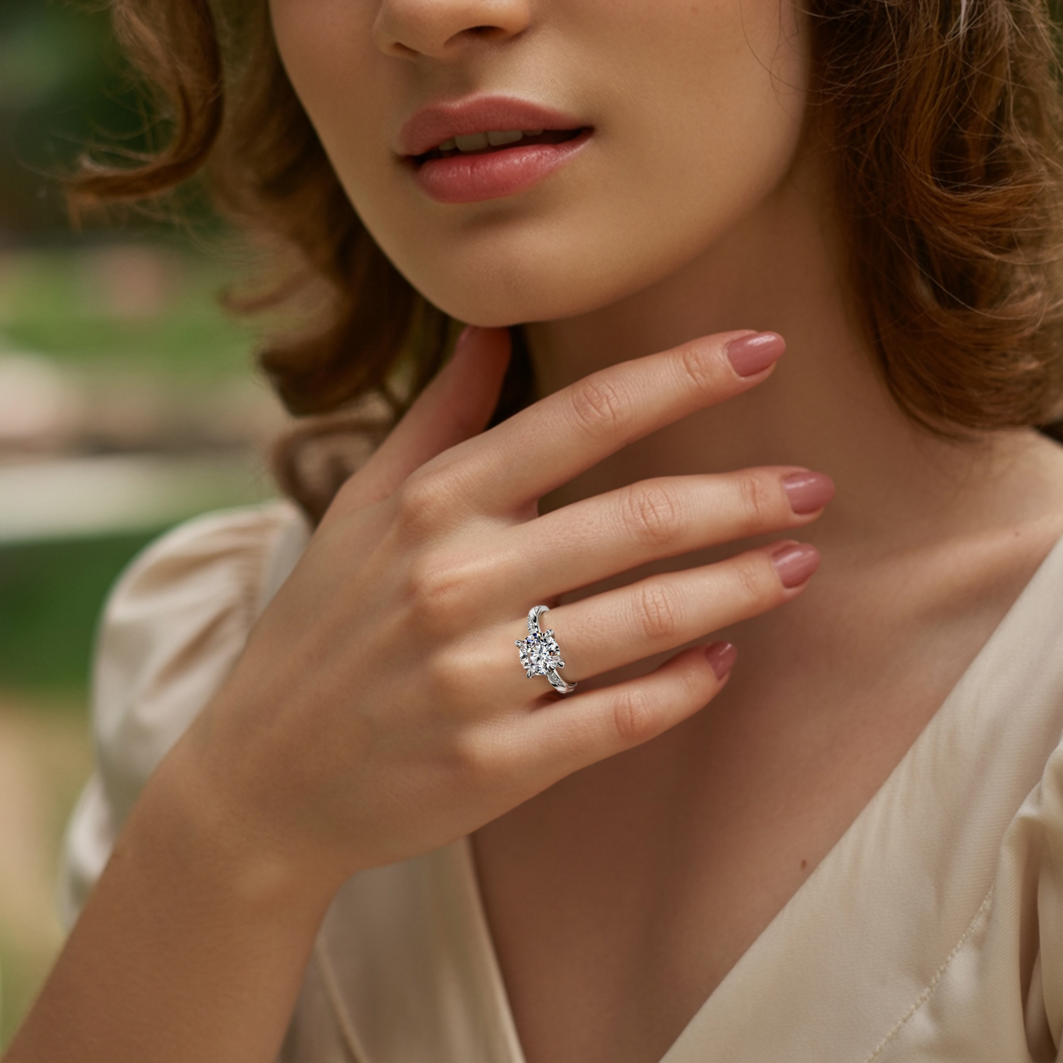Twisted Band 4CT Round Cut Moissanite Ring