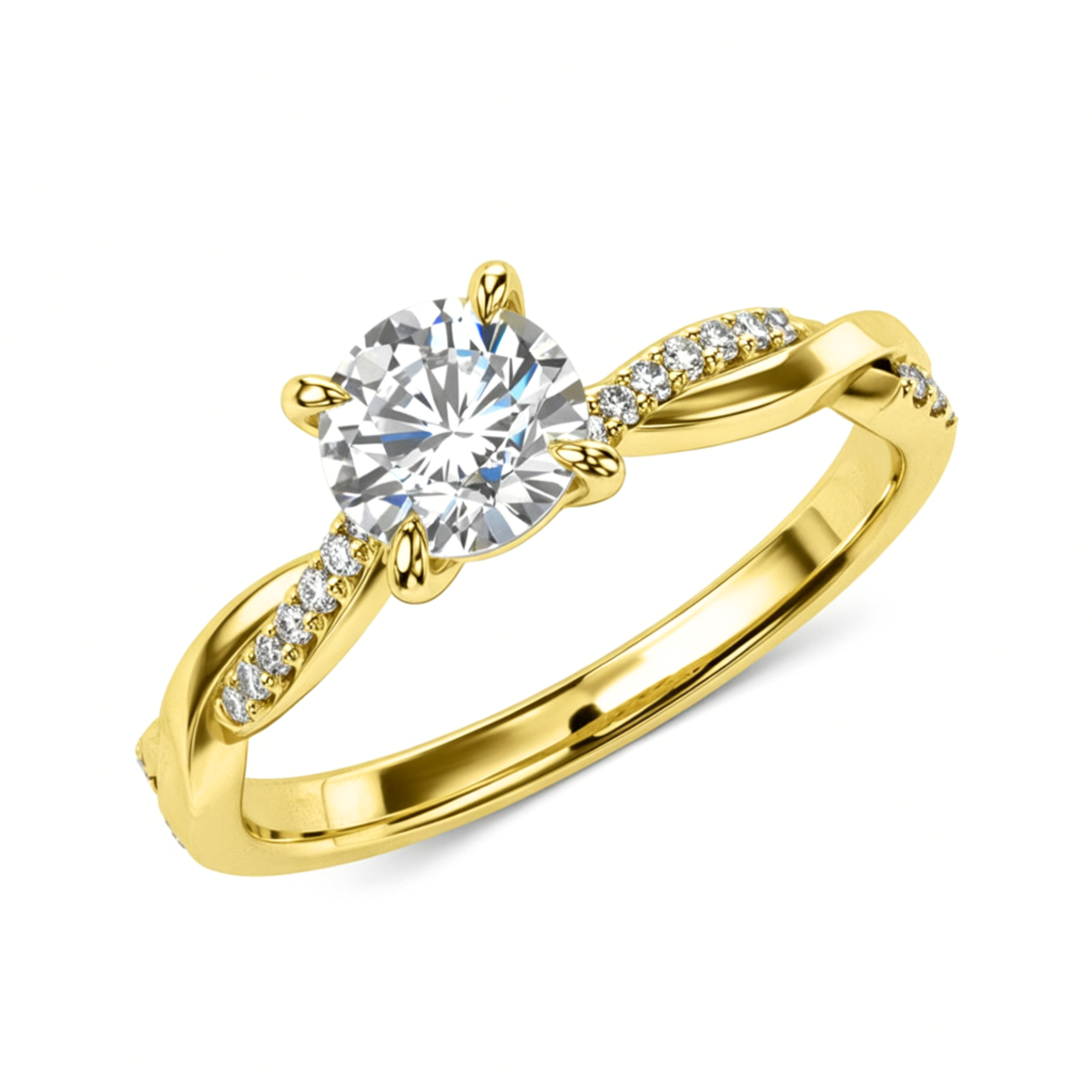 Twisted Band 1CT Round Cut Moissanite Ring