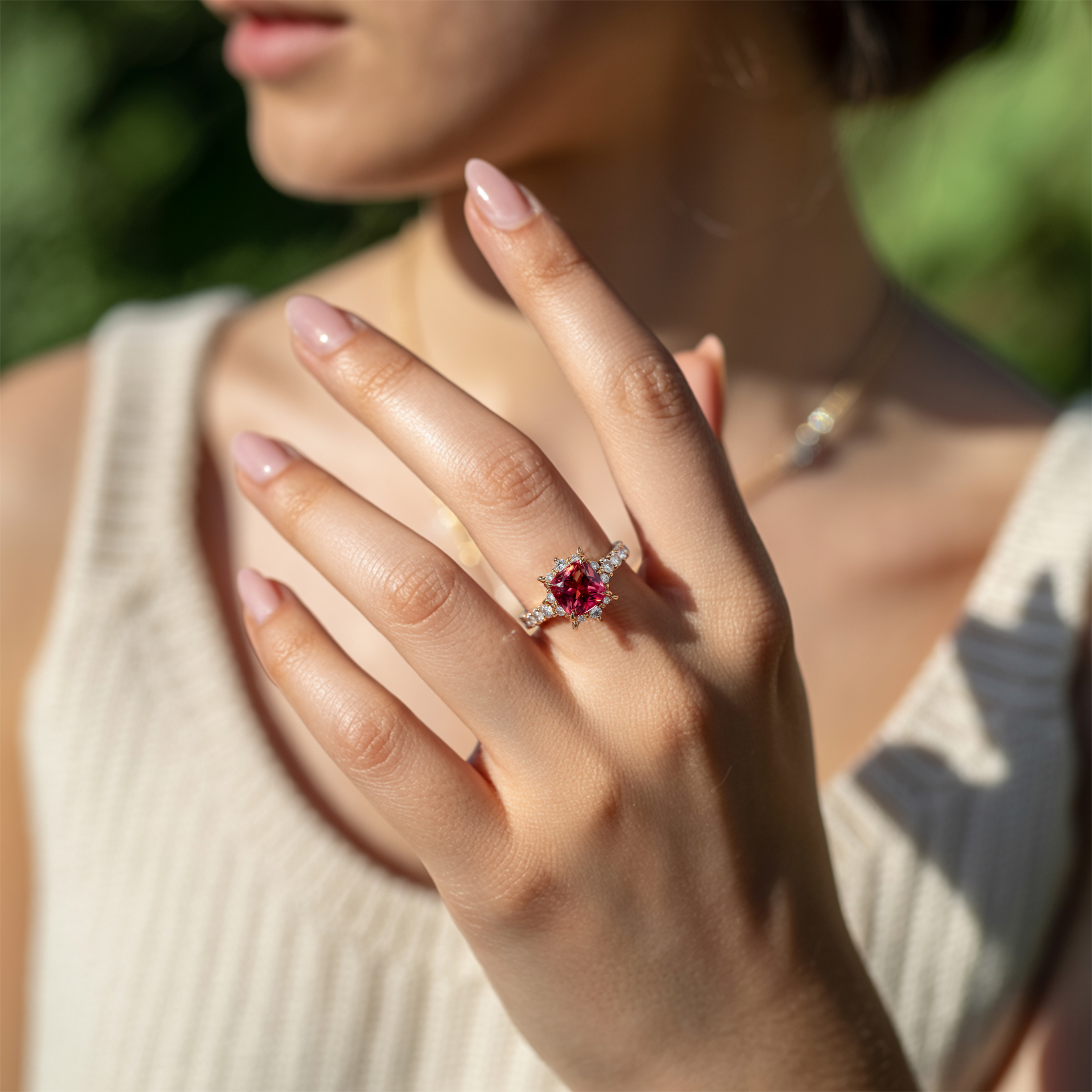 The Caterina 1CT Princess Cut Red Moissanite Ring
