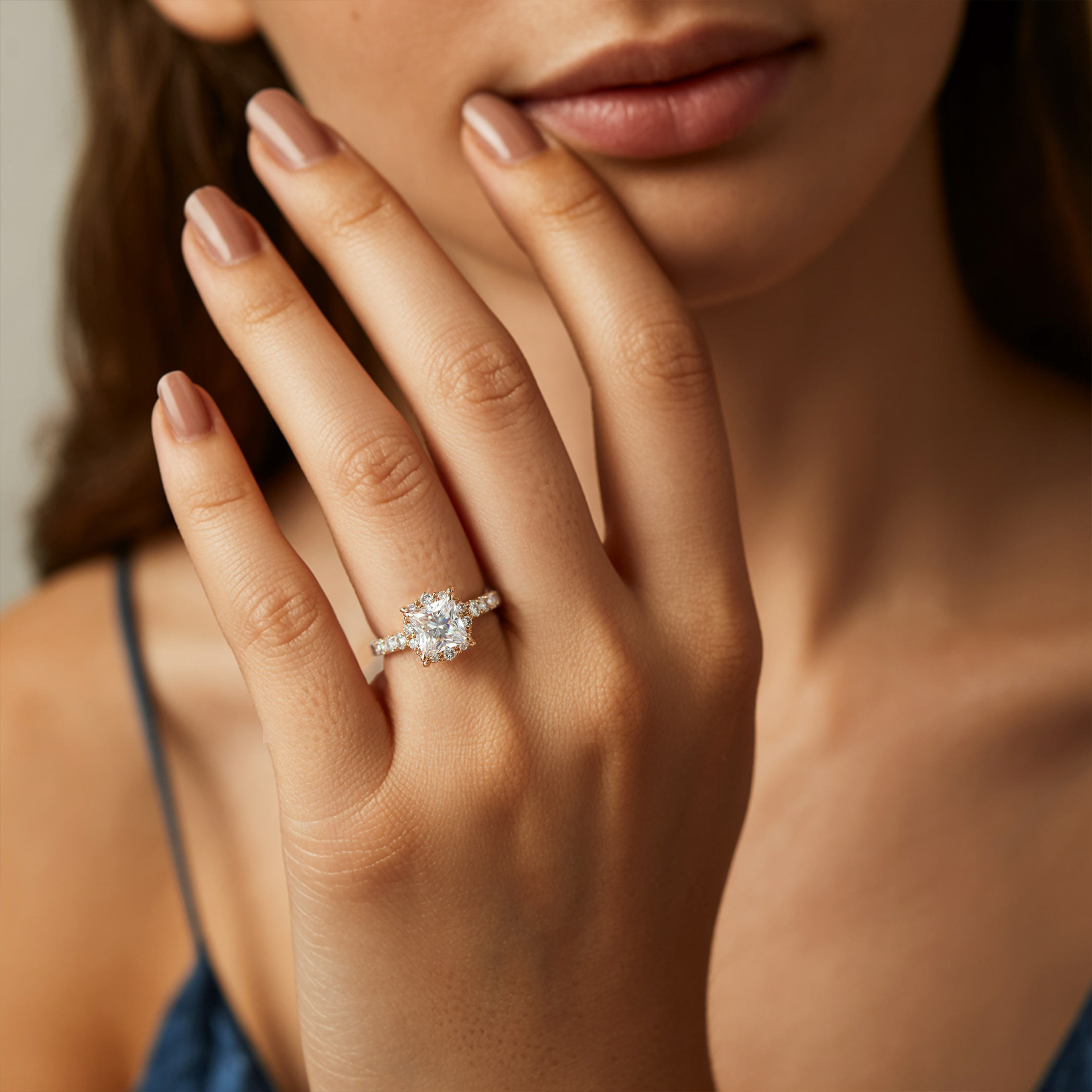 The Caterina 1CT Princess Cut White Moissanite Ring