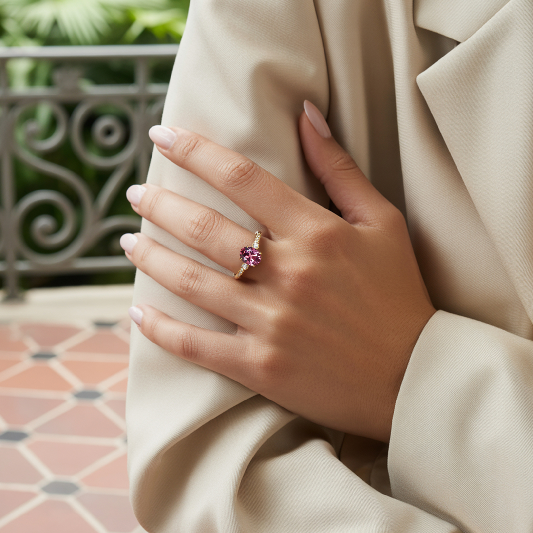 The Luna 2CT Oval Cut Pink Moissanite Ring | To My Future Wife