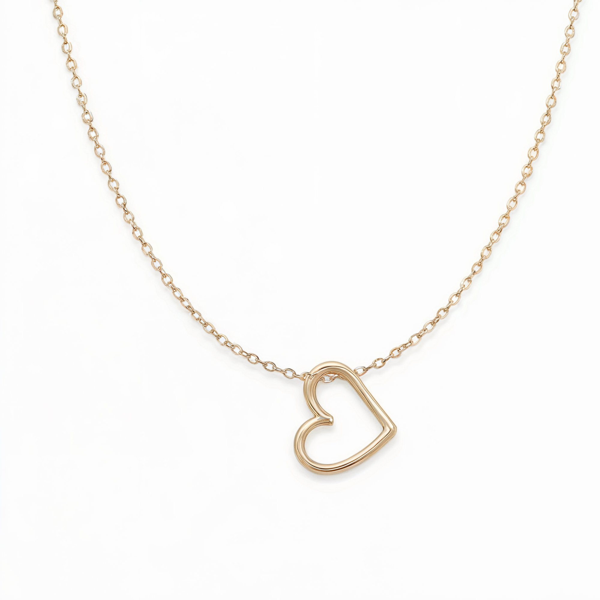 Collier argenté, cœur ouvert