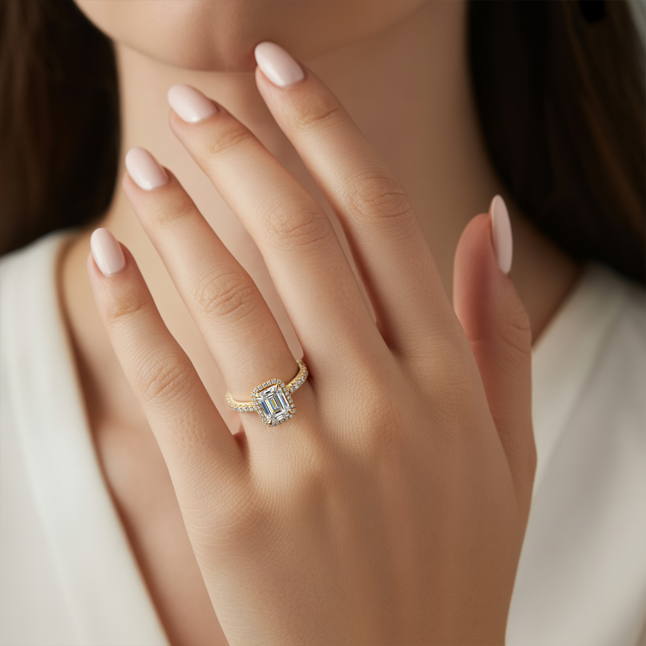 The Adelina Rae – Halo Moissanite Ring