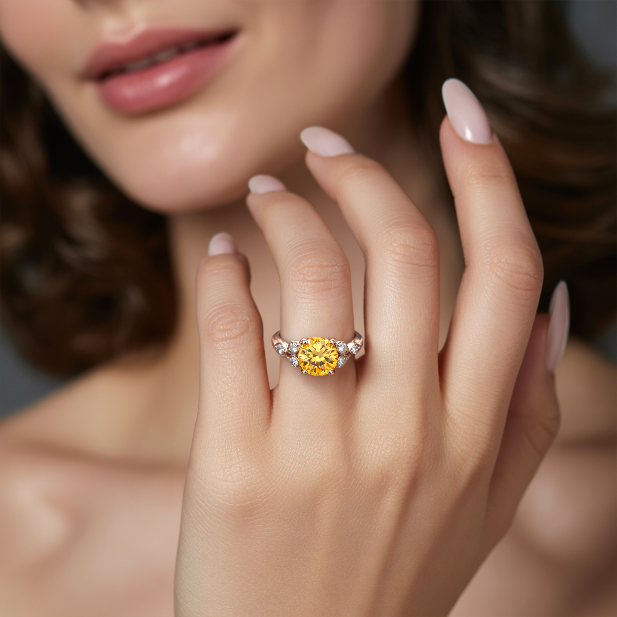 The Katalina 1.5CT Round Cut Yellow Moissanite Ring
