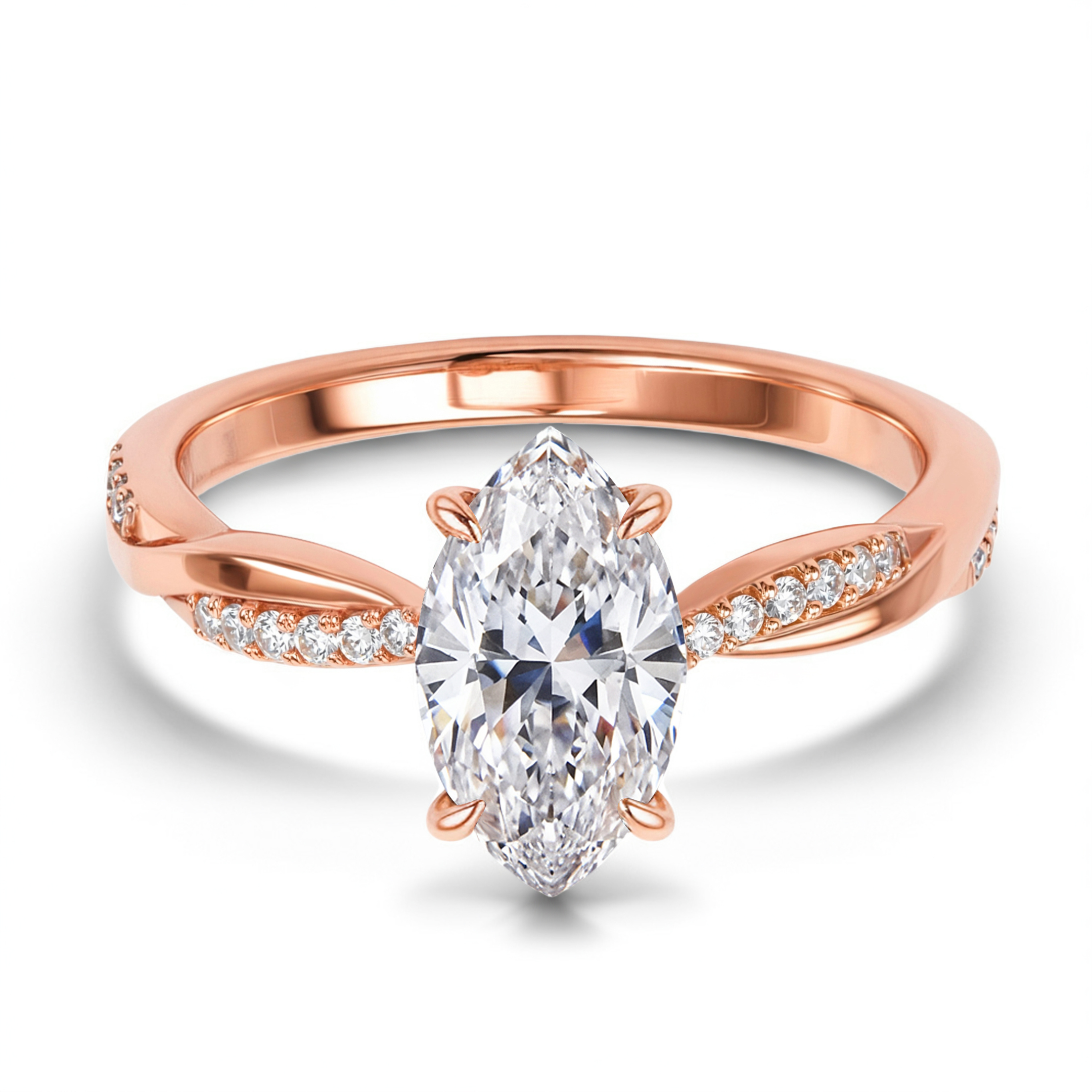 Twisted Band 1CT Marquise Cut Moissanite Ring