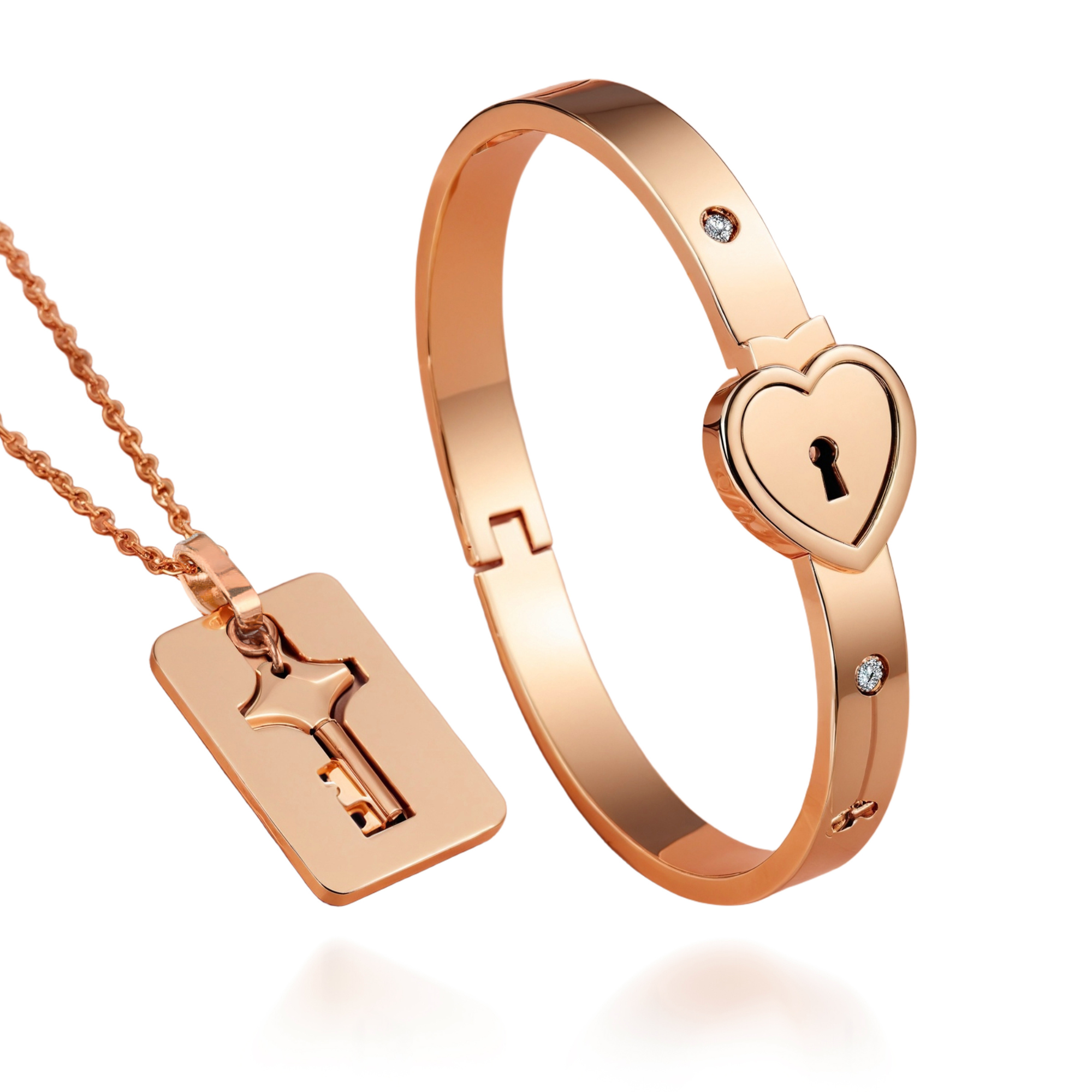 Ensemble collier et bracelet clé et cadenas pour couples