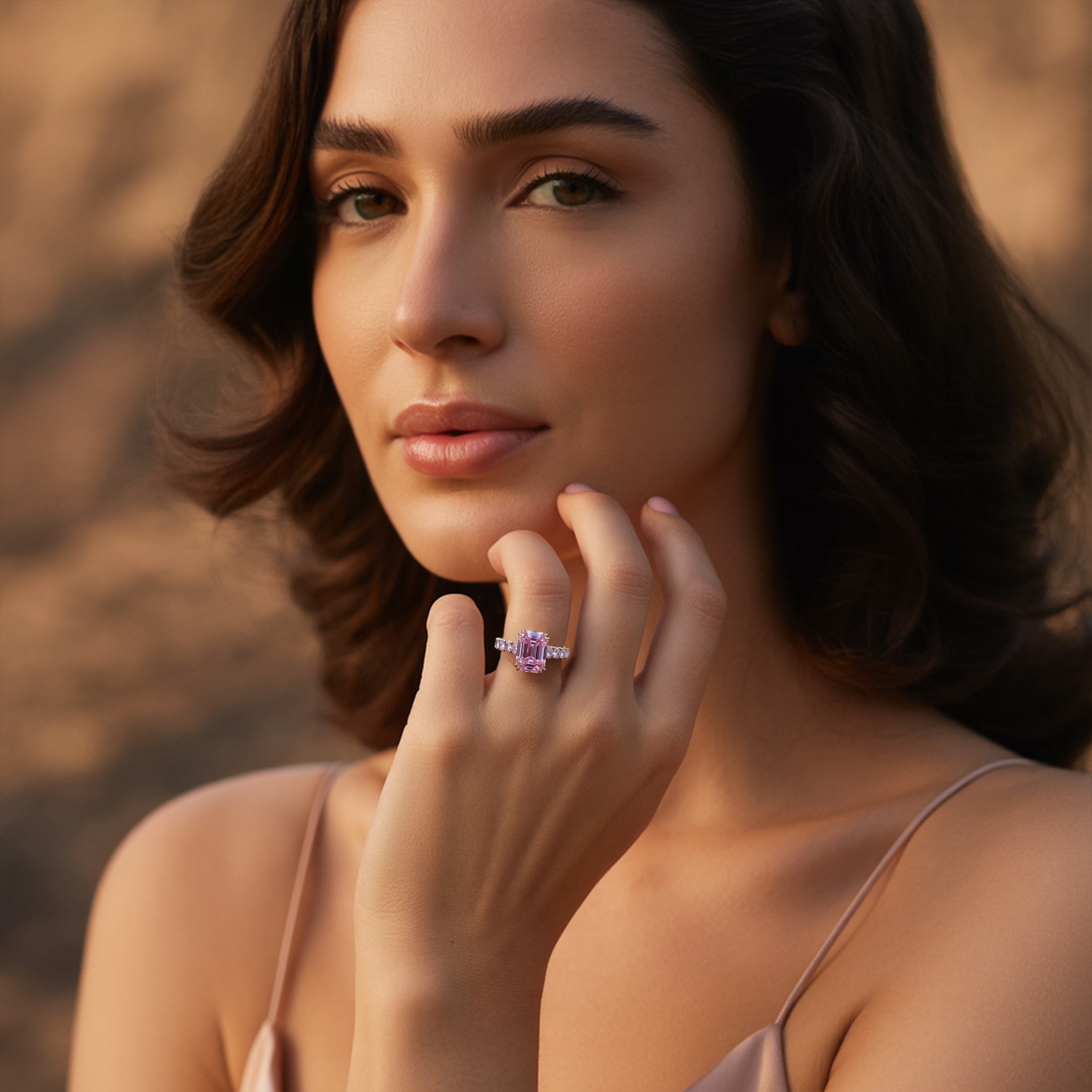 Der Camilla 2CT Pink Moissanite Ring