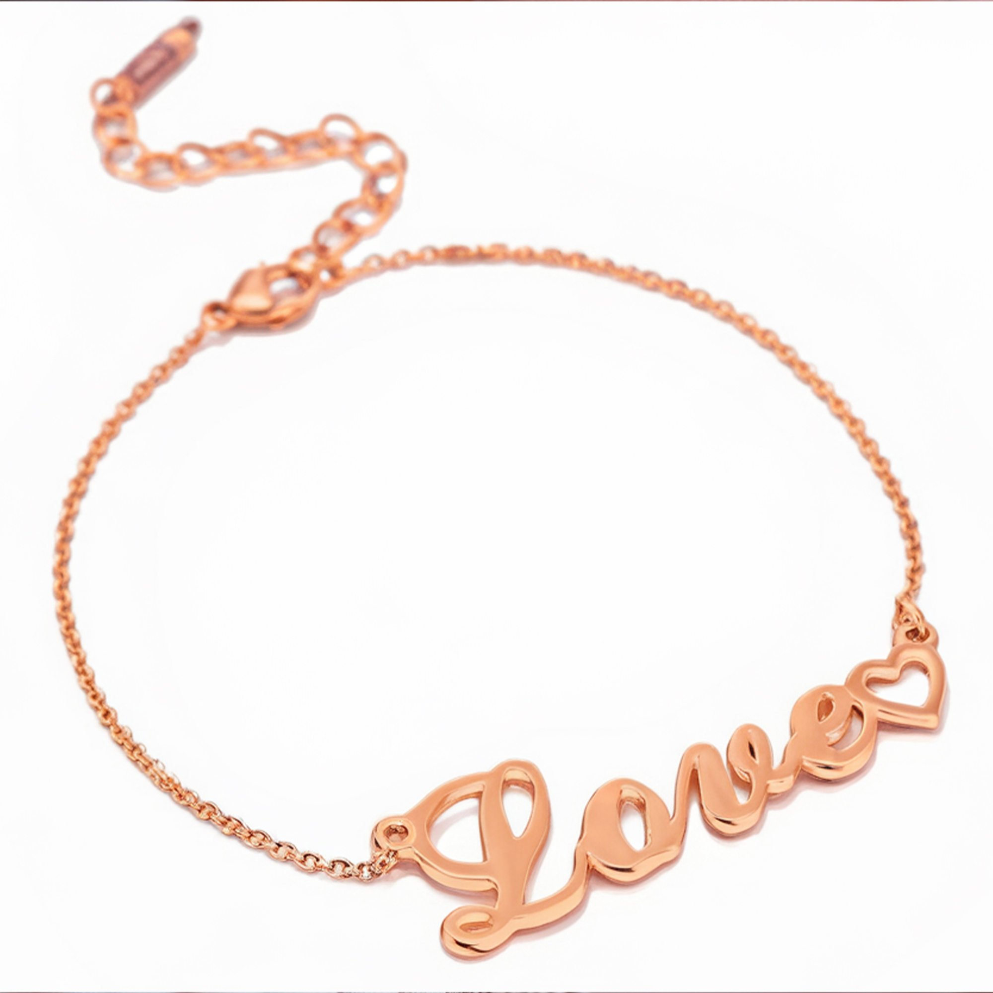 Bracelet Cœur d'Amour Or Rose Ajustable
