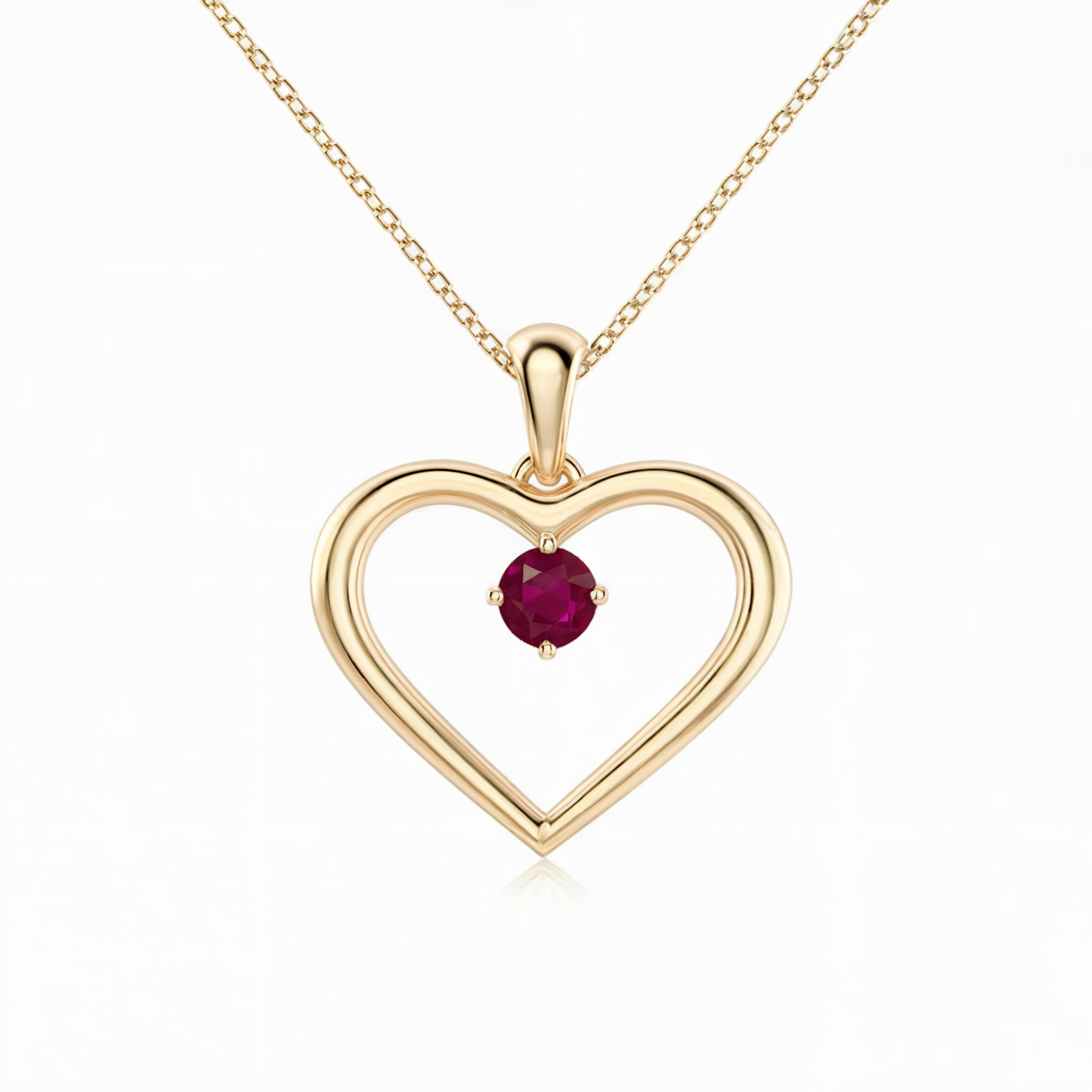 Pendentif Coeur Rubis Solitaire