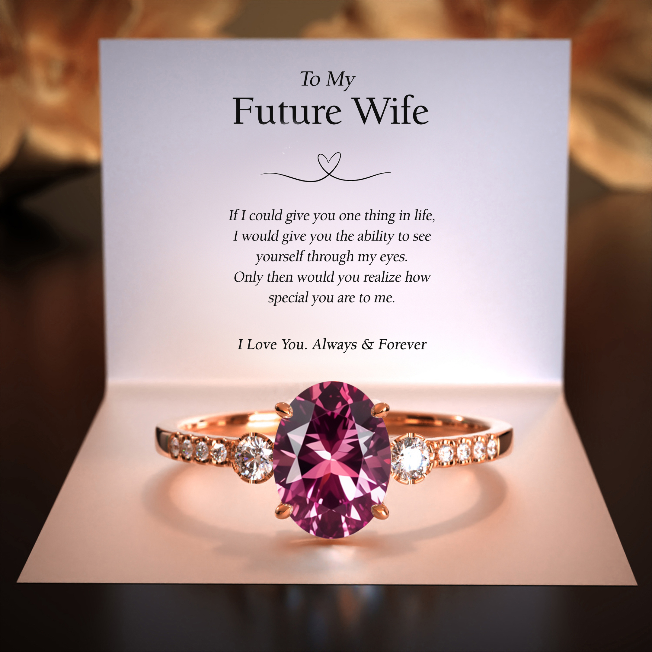 The Luna 2CT Oval Cut Pink Moissanite Ring | To My Future Wife