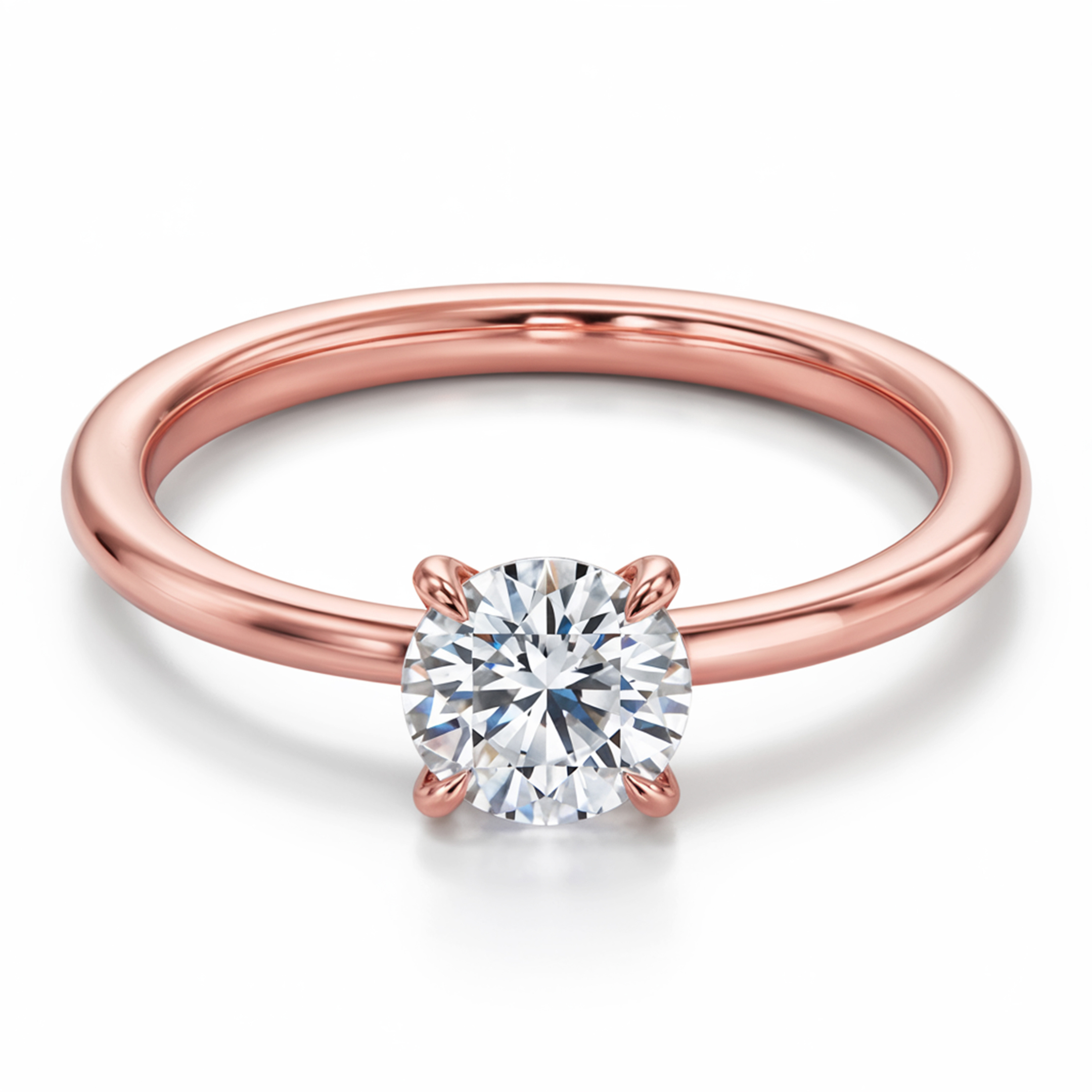 1CT Round Cut Solitaire Moissanite Ring