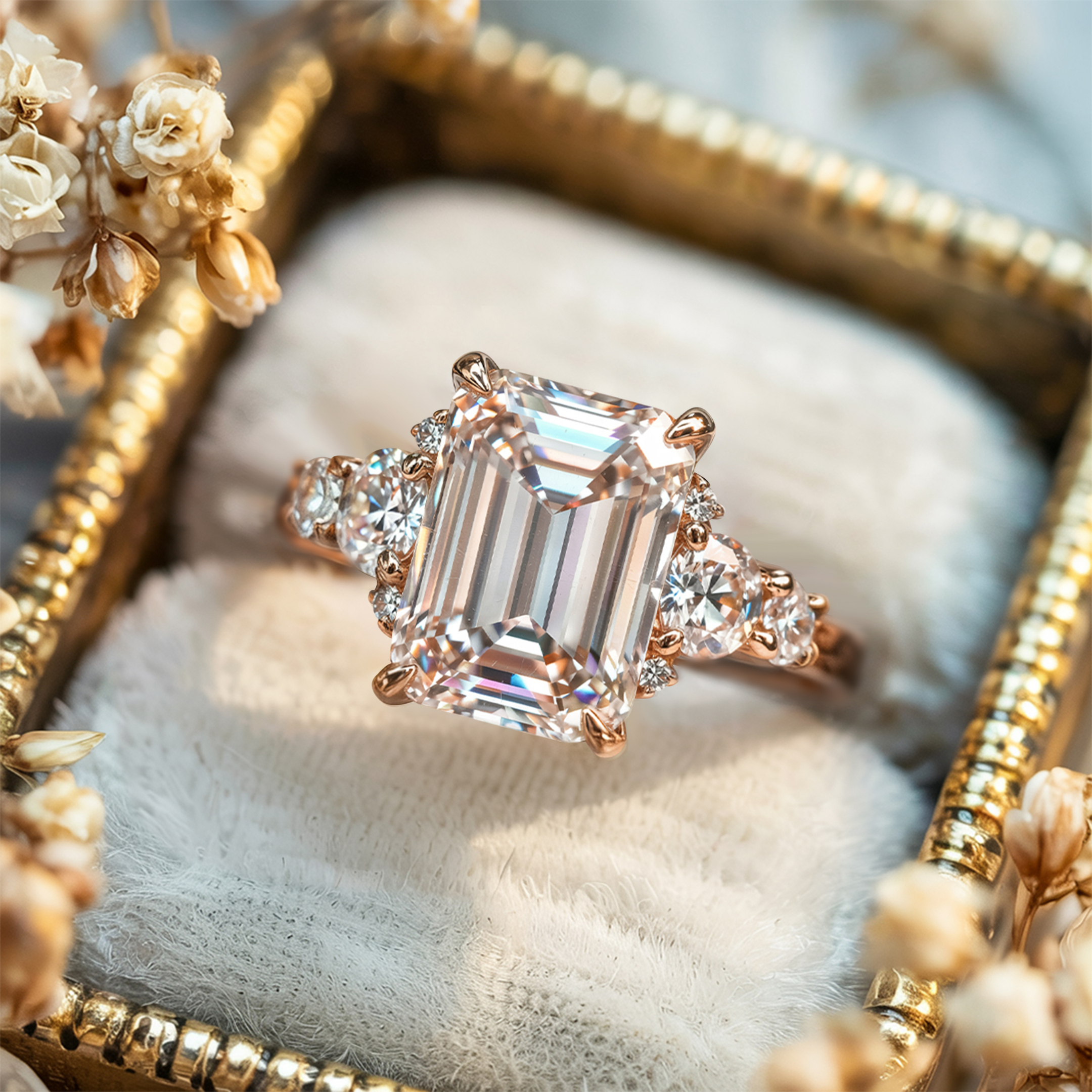 The Bella Jewel 2CT Emerald Cut Moissanite Ring